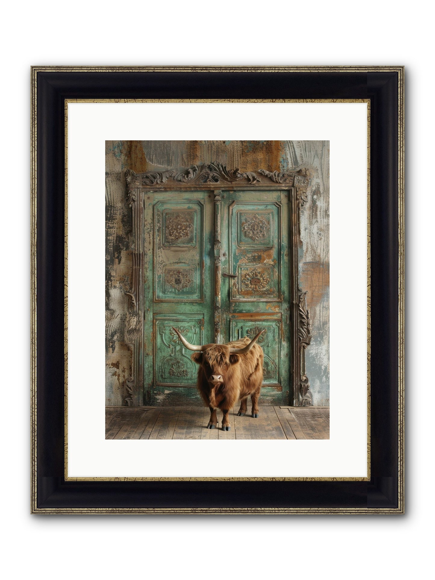 Rawhide Road Framed Print - Black & Gold 12x16