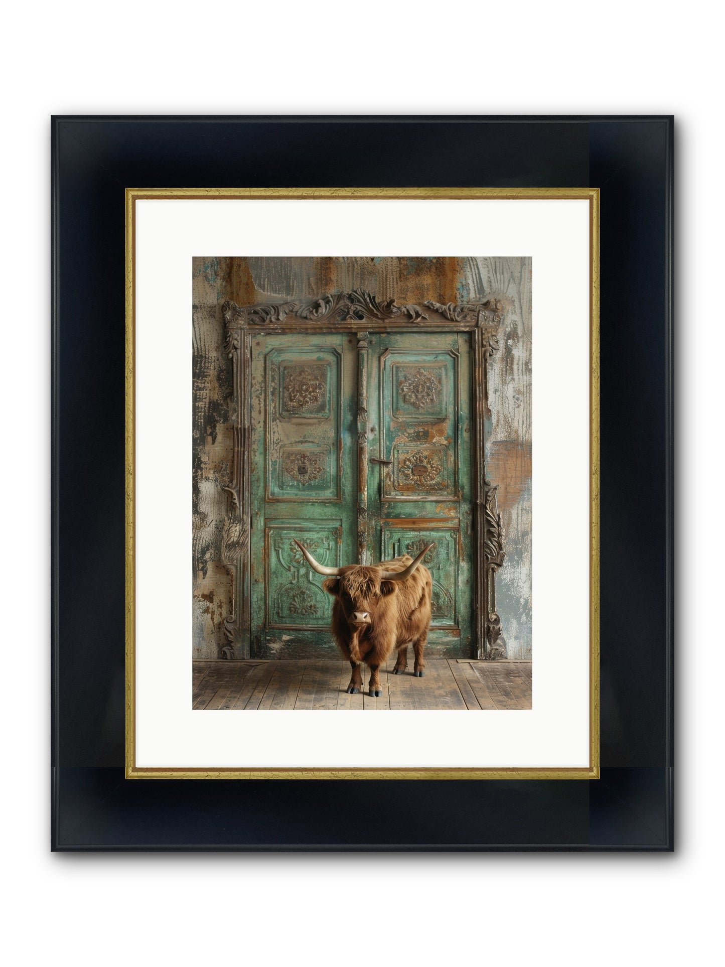 Rawhide Road Framed Print - Wide Black w/Gold 12x16