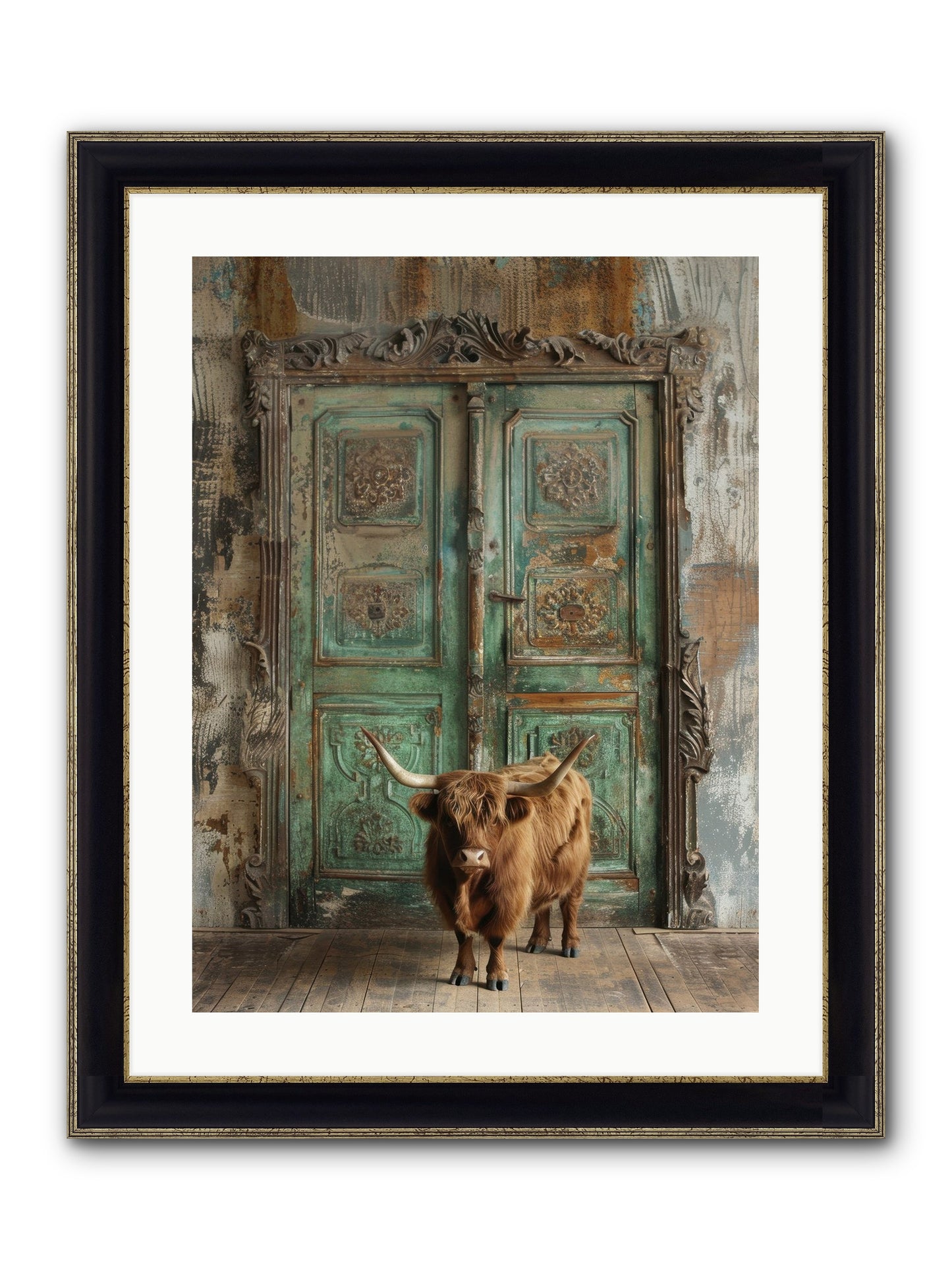 Rawhide Road Framed Print - Black & Gold 18x24