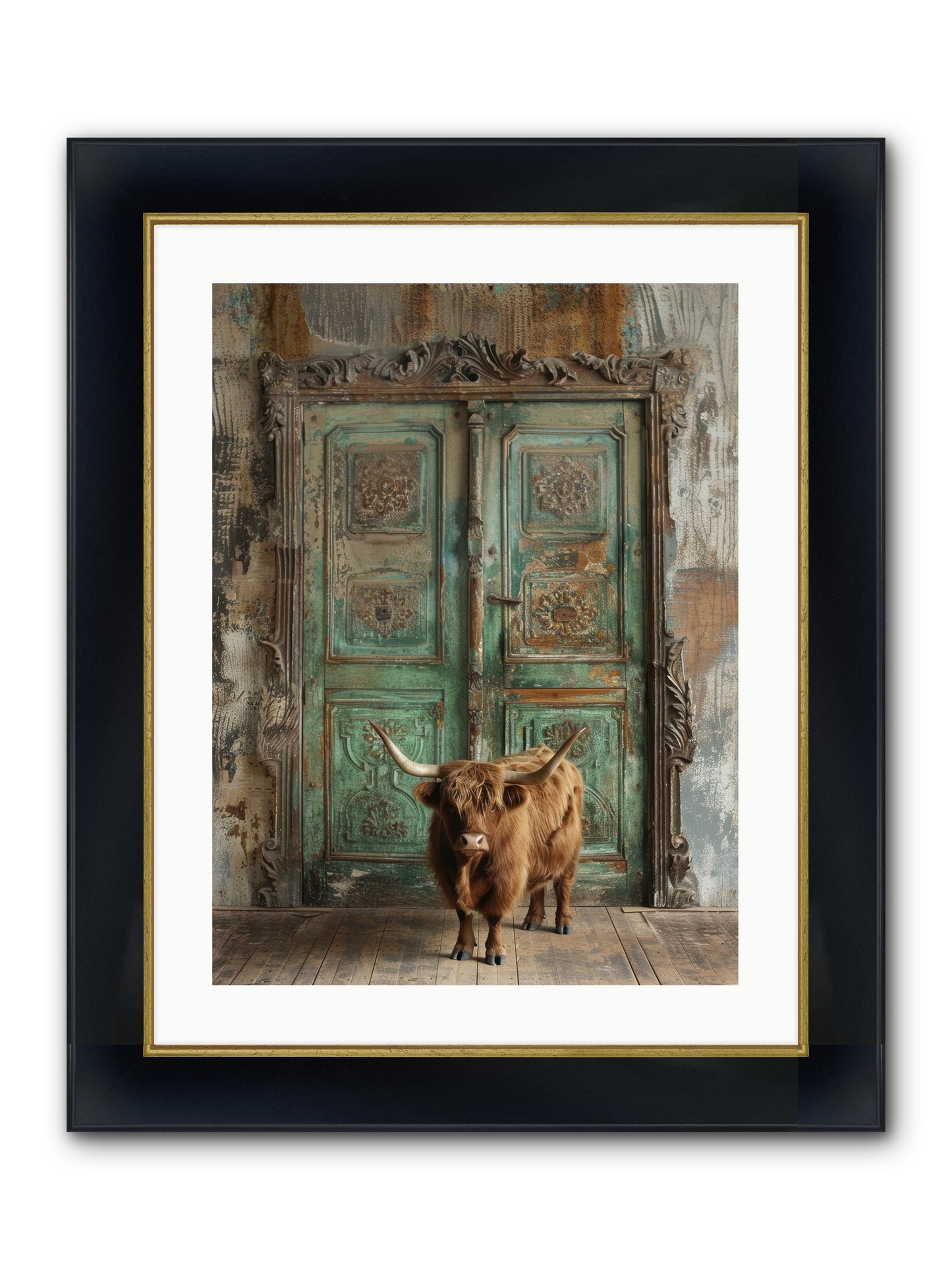 Rawhide Road Framed Print - Wide Black w/Gold 18x24
