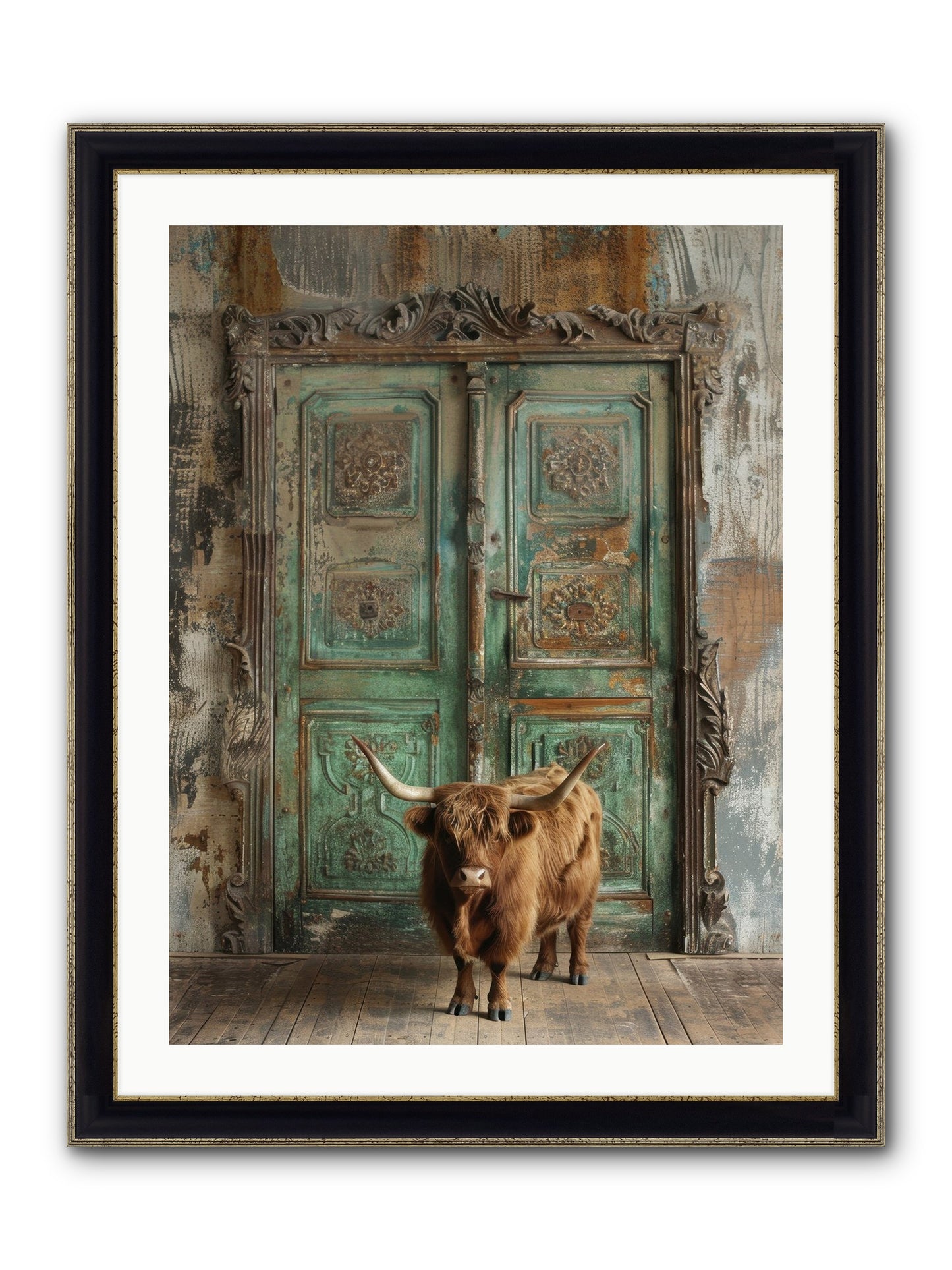 Rawhide Road Framed Print - Black & Gold 24x32