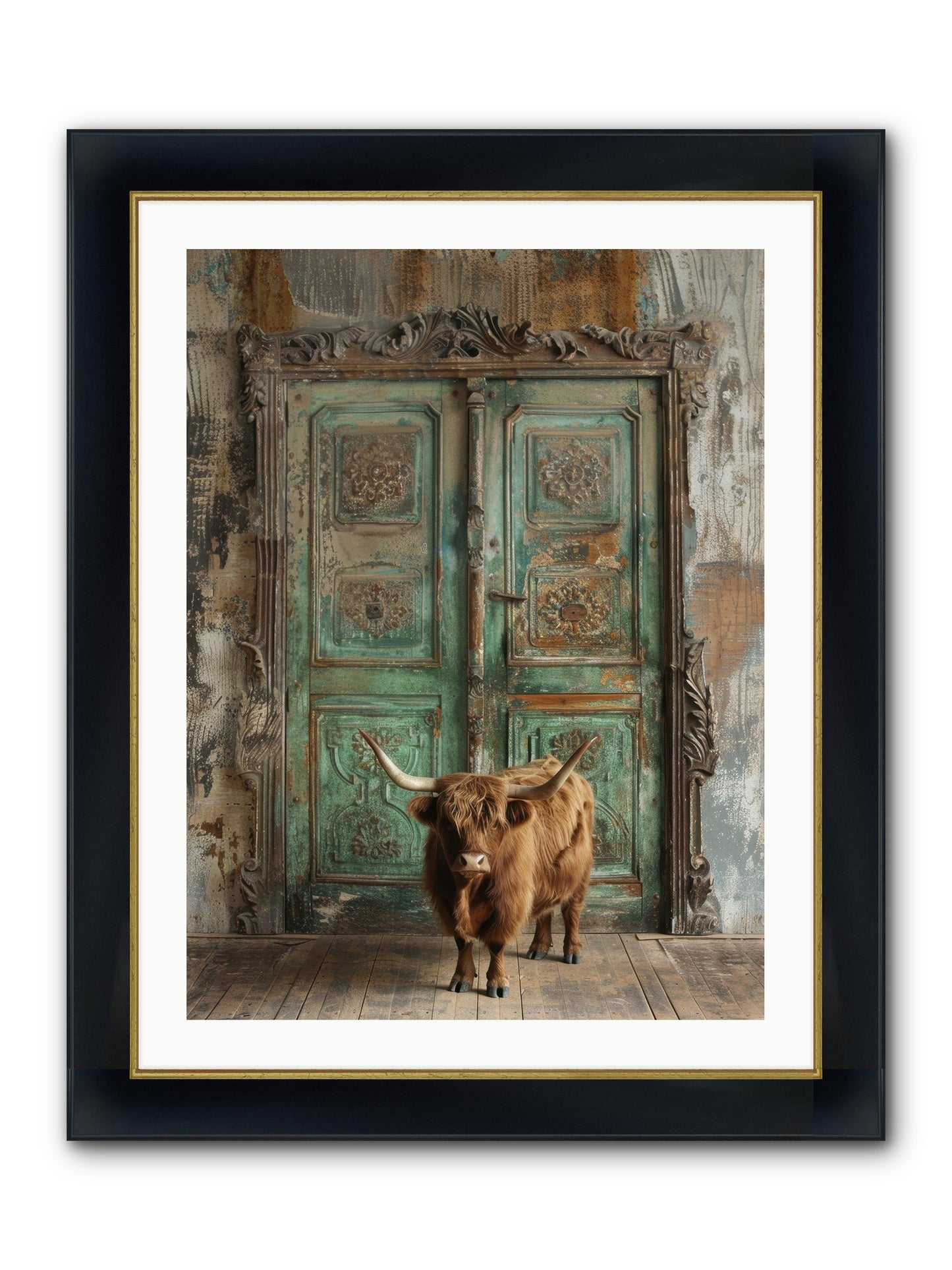 Rawhide Road Framed Print - Wide Black w/Gold 24x32