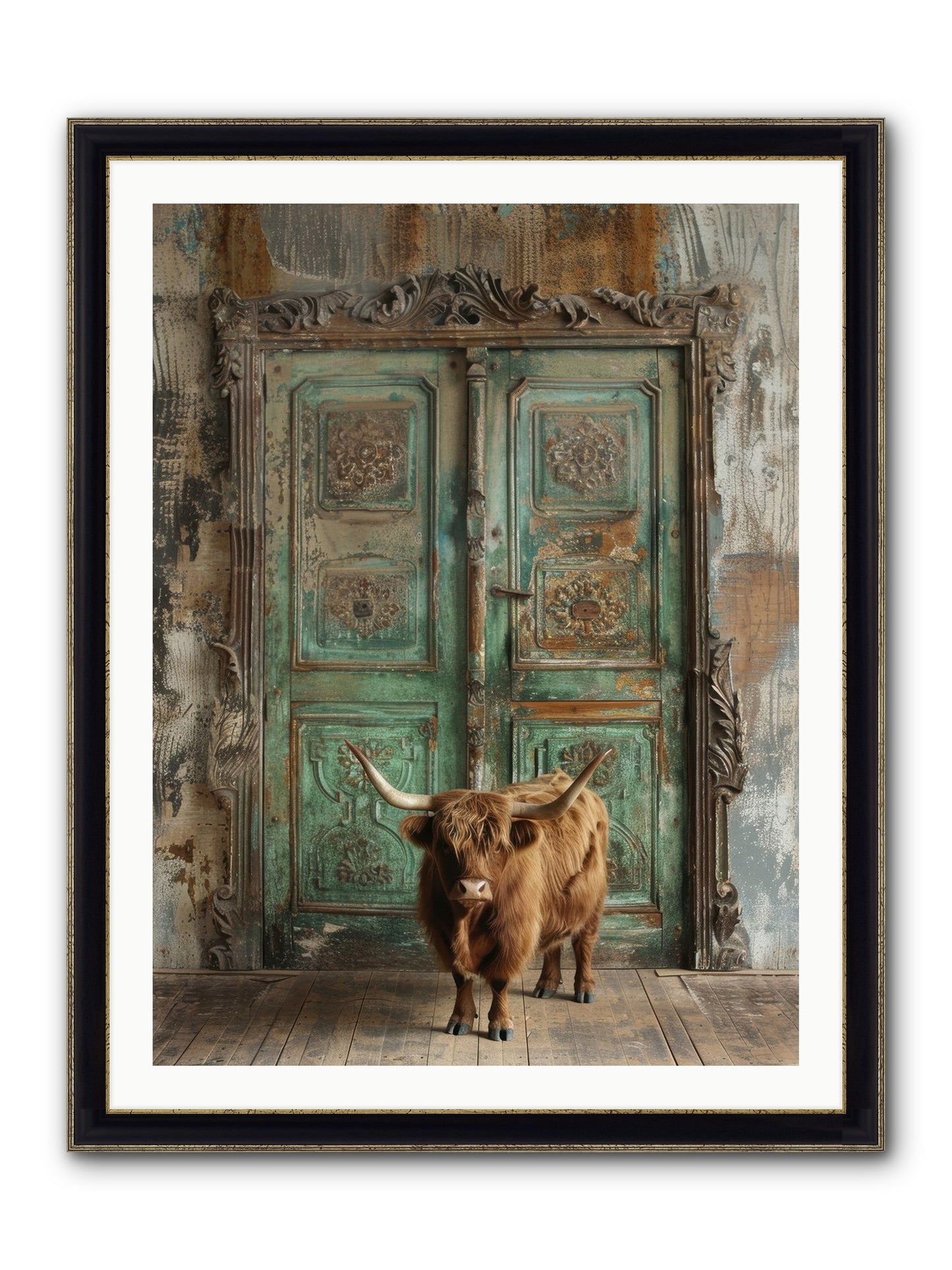 Rawhide Road Framed Print - Black & Gold 30x40
