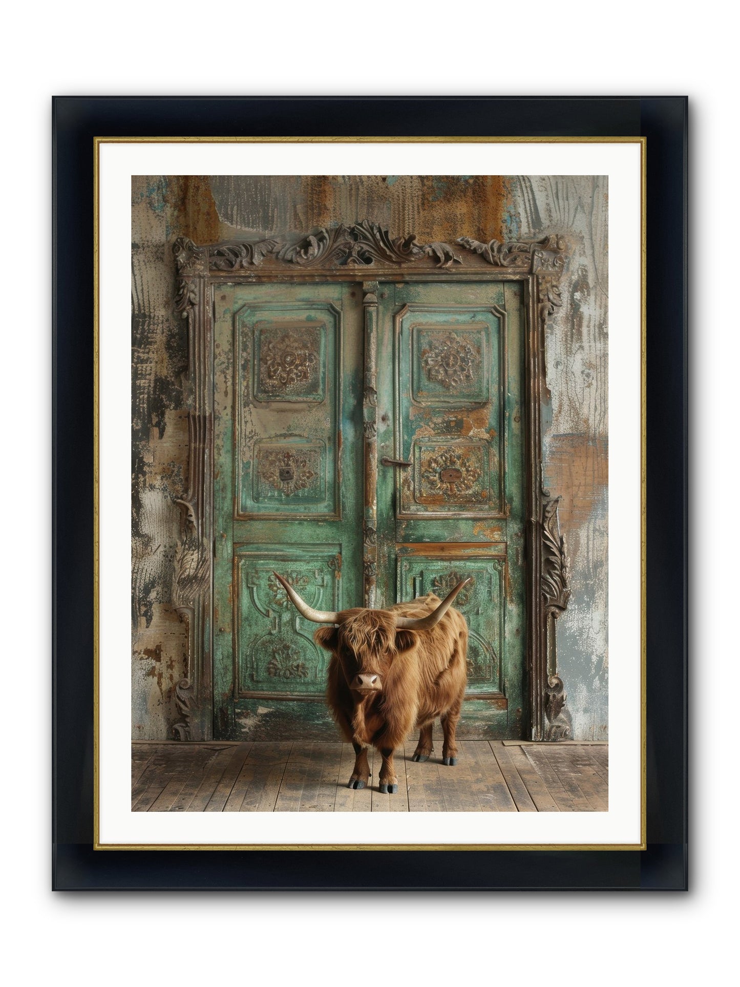 Rawhide Road Framed Print - Wide Black w/Gold 30x40