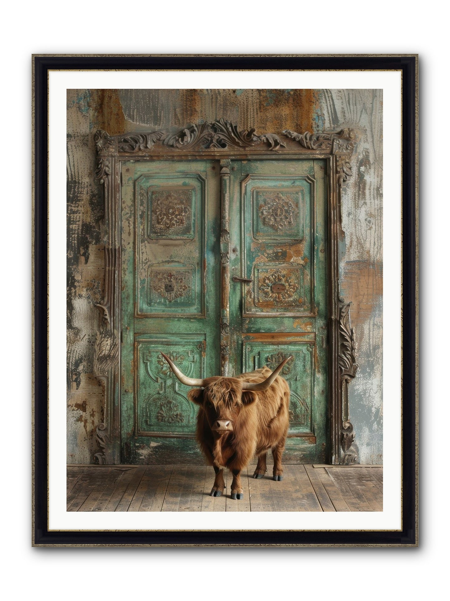 Rawhide Road Framed Print - Black & Gold 36x48