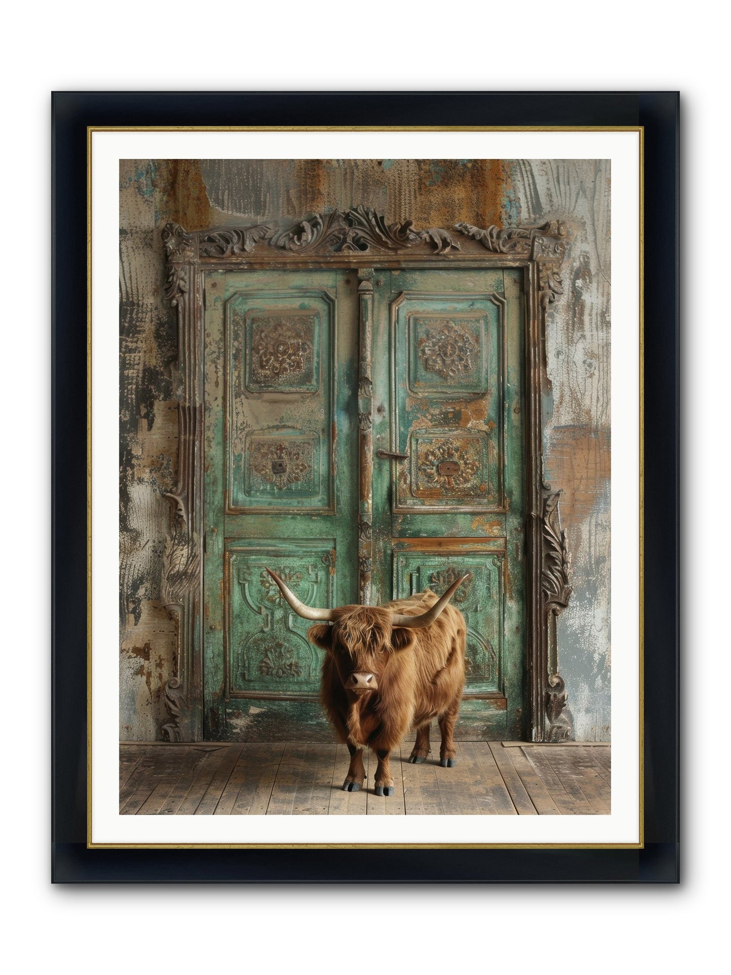 Rawhide Road Framed Print - Wide Black w/Gold 36x48
