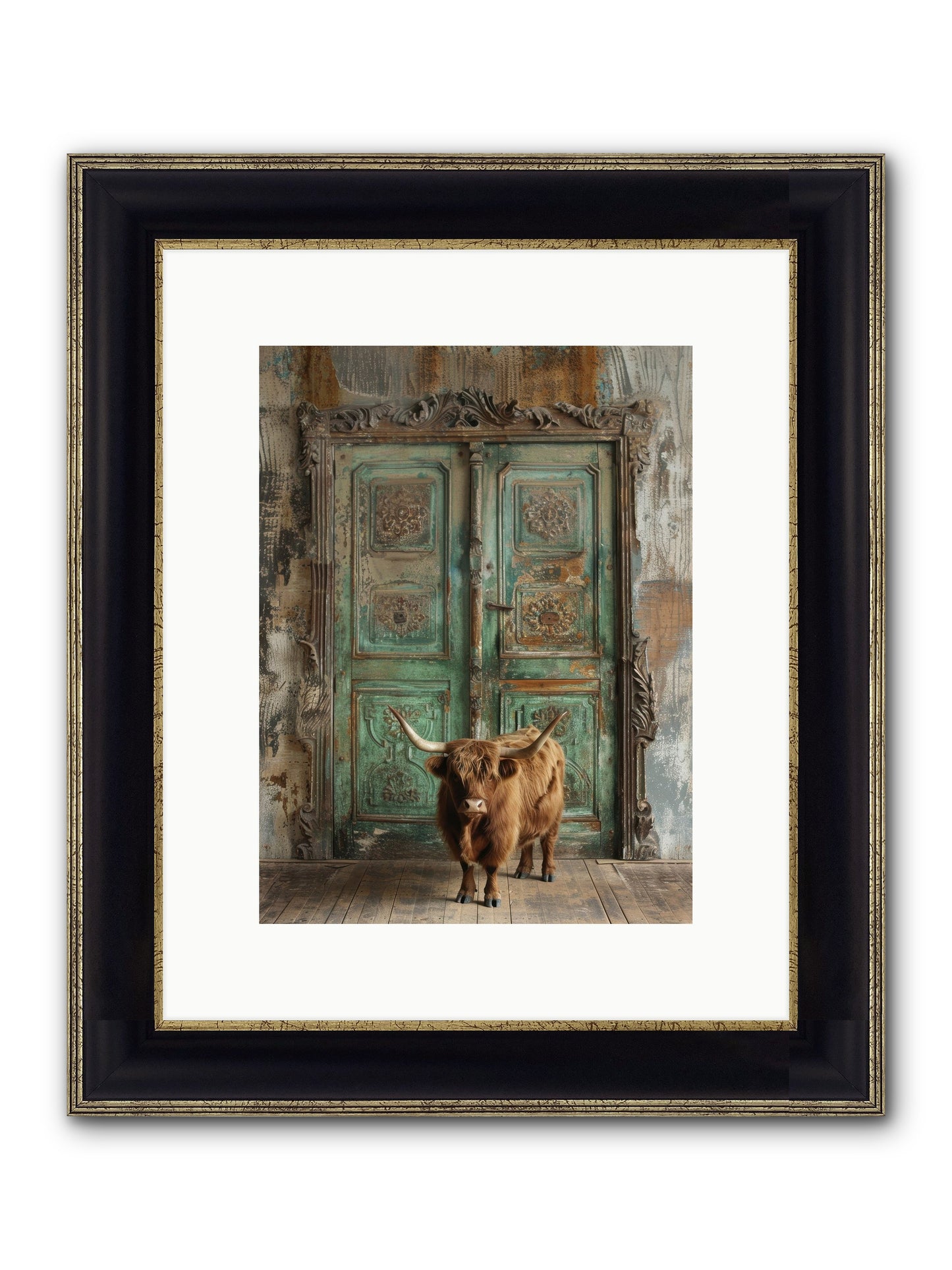 Rawhide Road Framed Print - Black & Gold 9x12