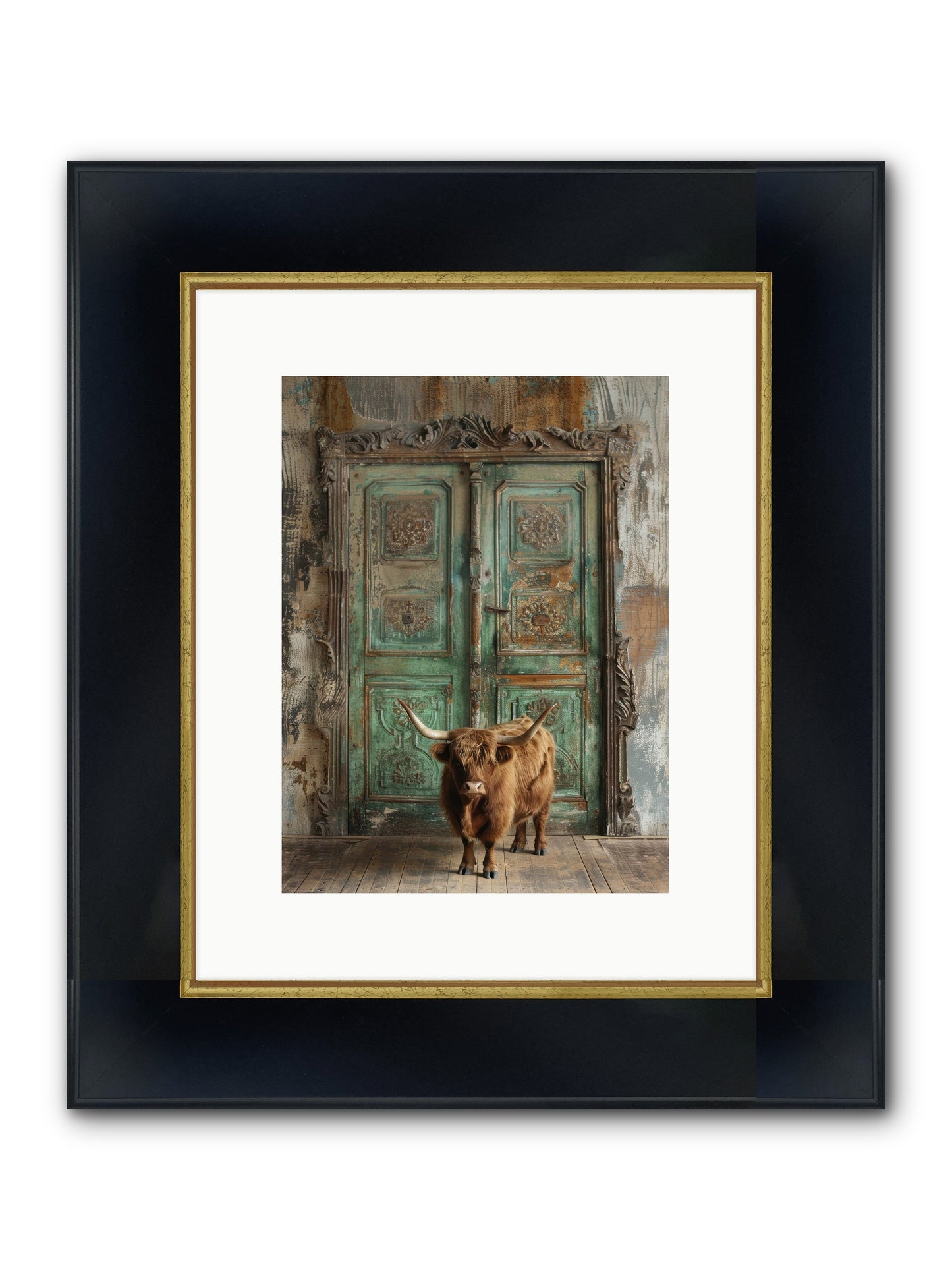 Rawhide Road Framed Print - Wide Black w/Gold 9x12