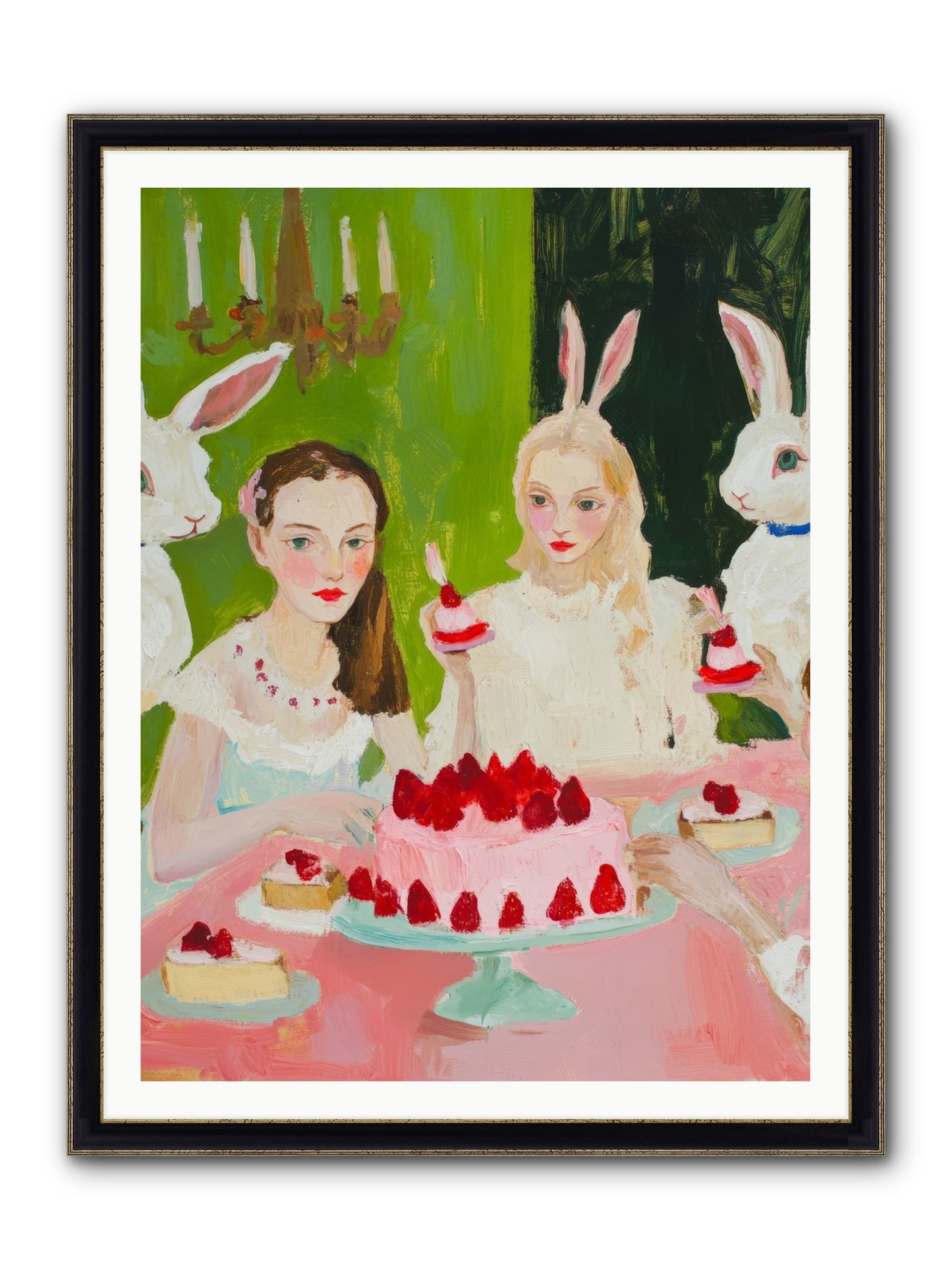 Red Fruit Dreamed Forever Framed Print - Black & Gold 36x48
