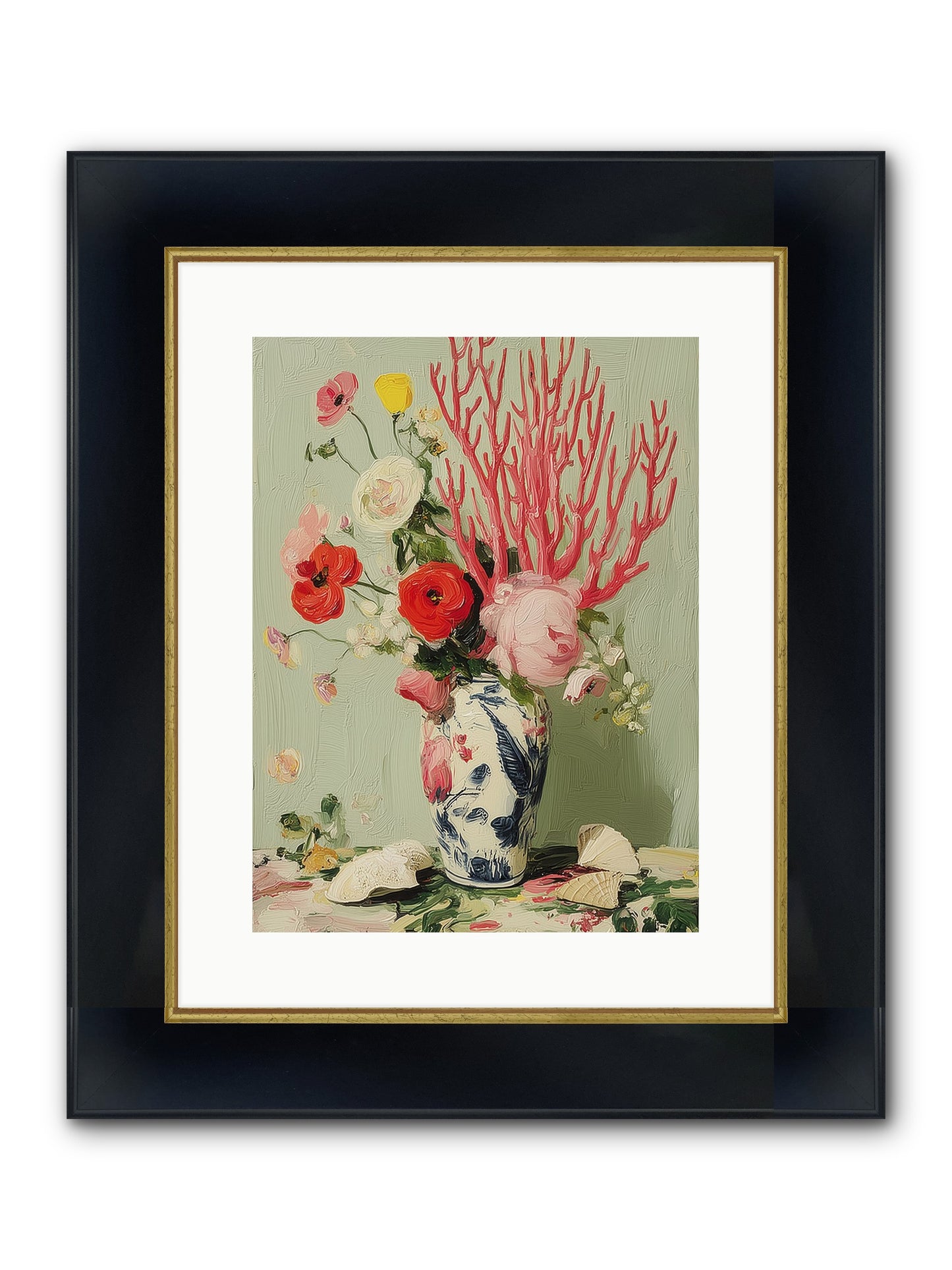 Reef's Romance Framed Print - Wide Black w/Gold 12x16