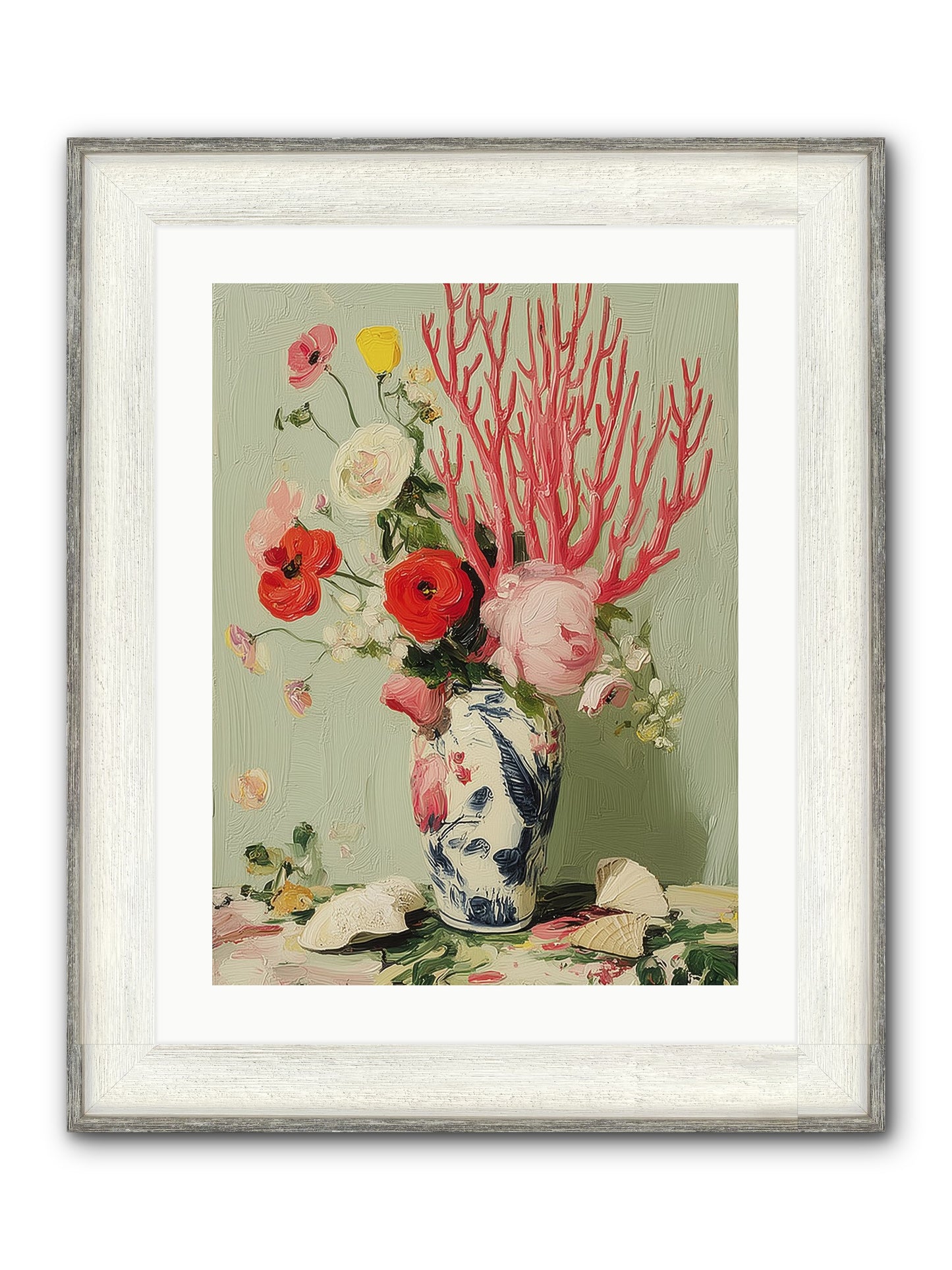 Reef's Romance Framed Print - Driftwood White 18x24