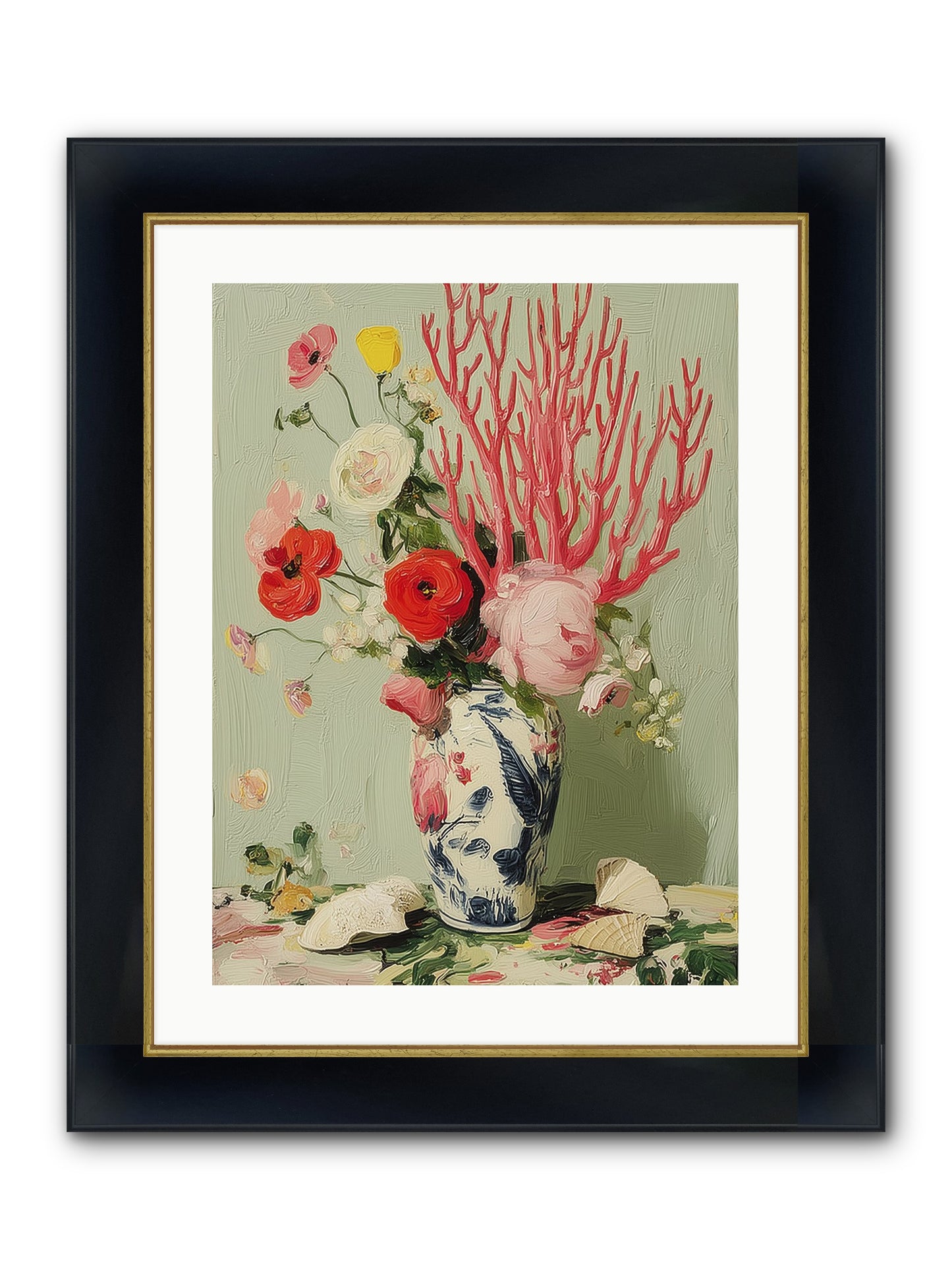 Reef's Romance Framed Print - Wide Black w/Gold 18x24