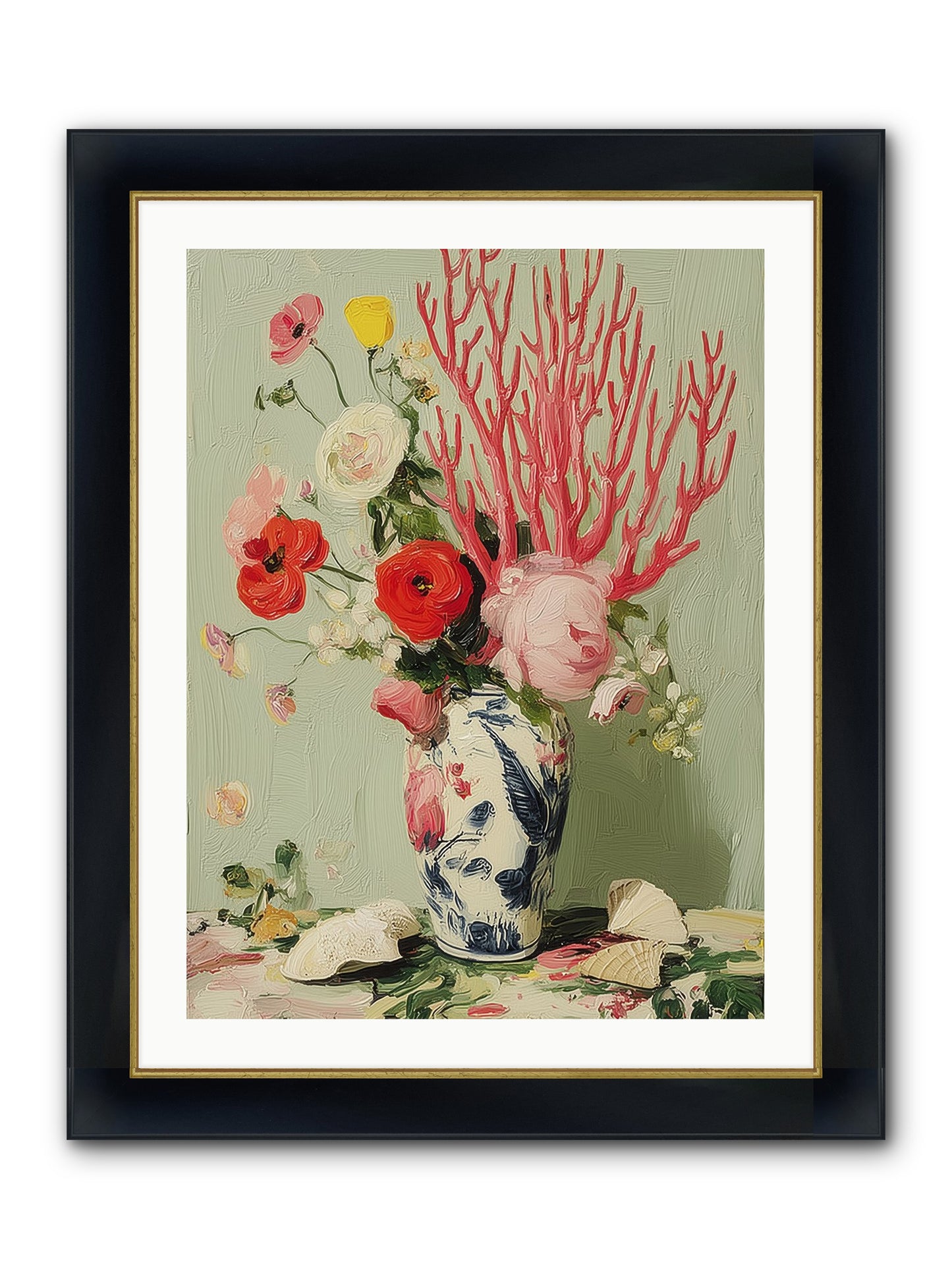 Reef's Romance Framed Print - Wide Black w/Gold 24x32