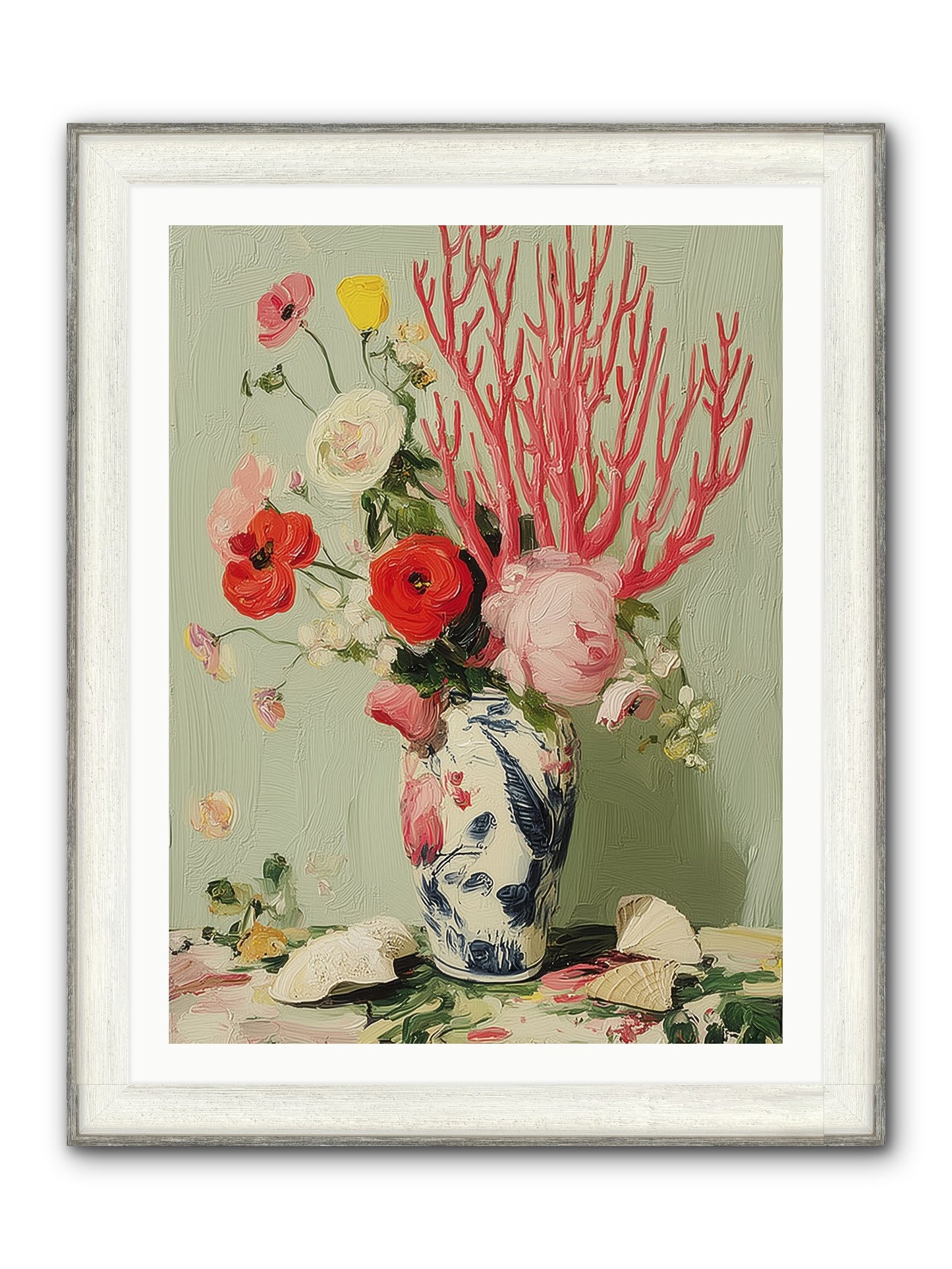 Reef's Romance Framed Print - Driftwood White 30x40