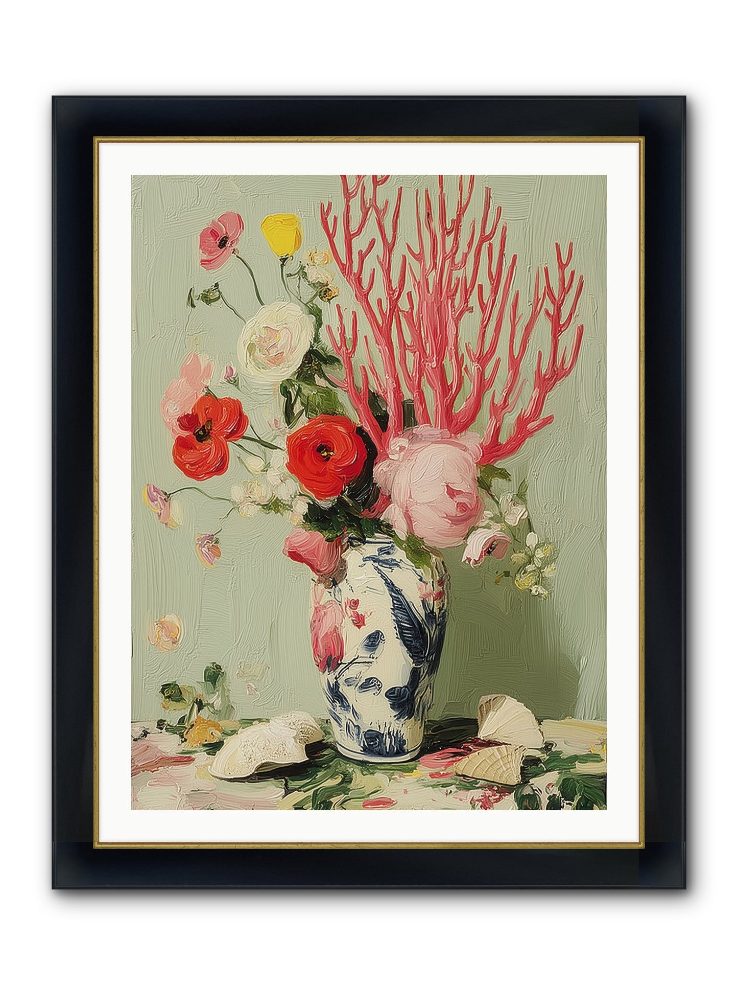 Reef's Romance Framed Print - Wide Black w/Gold 30x40