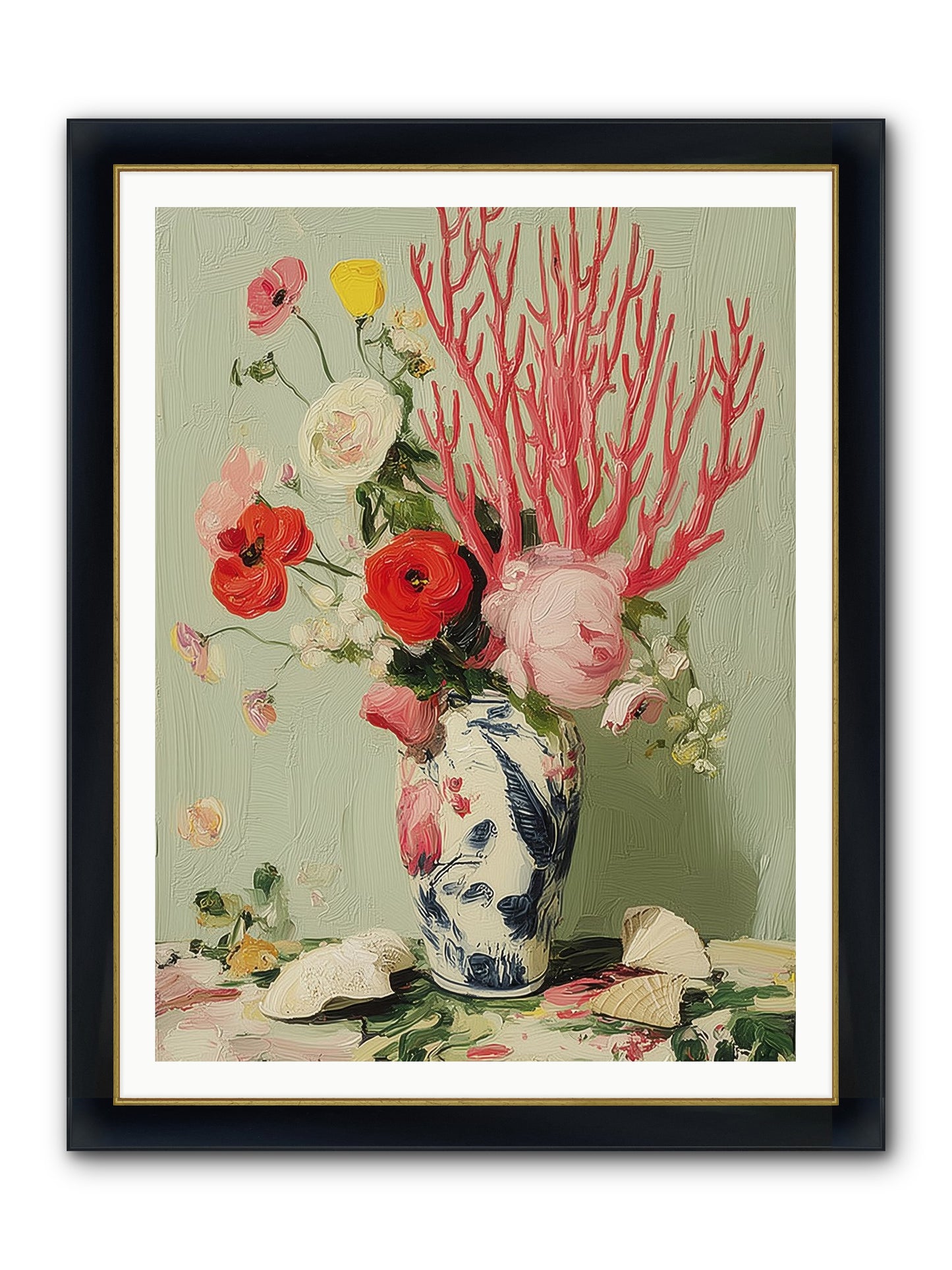 Reef's Romance Framed Print - Wide Black w/Gold 36x48