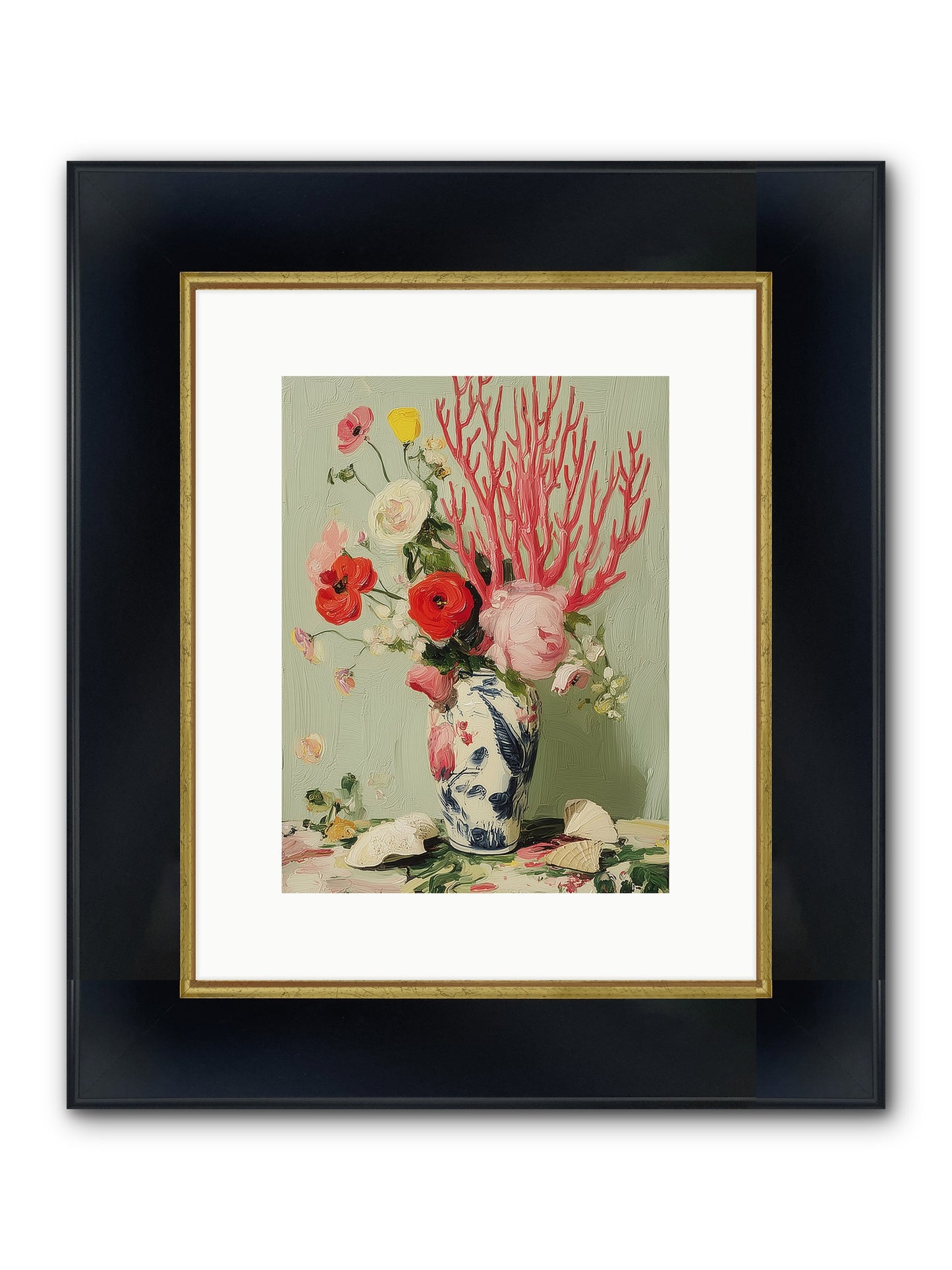 Reef's Romance Framed Print - Wide Black w/Gold 9x12