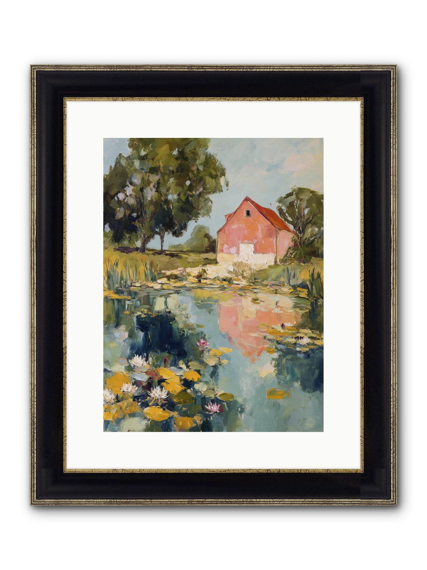 Reflecting In Still Waters Framed Print - Black & Gold 12x16