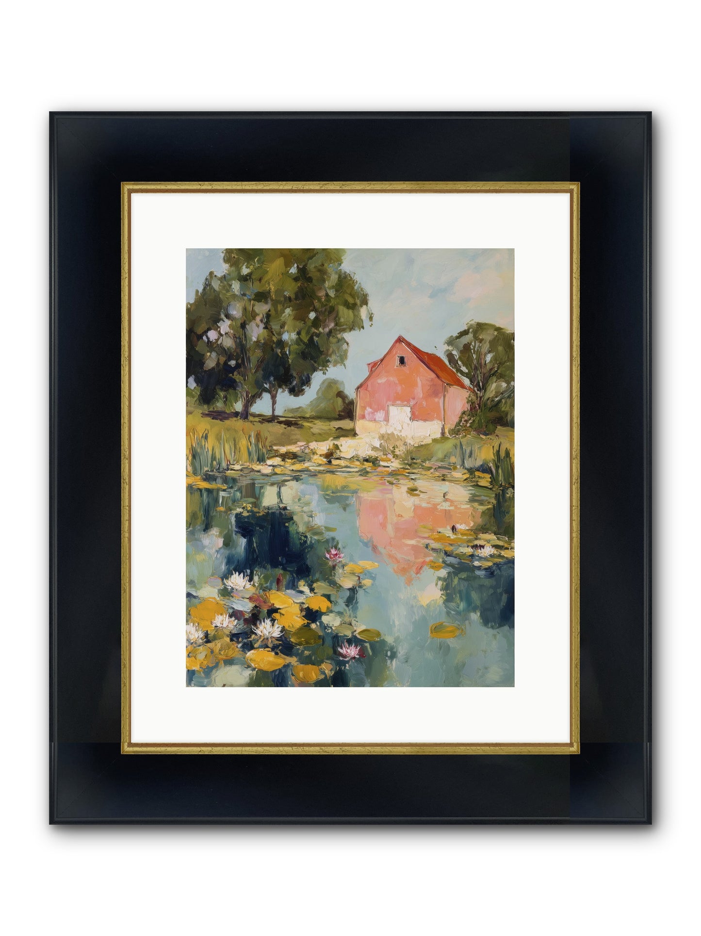Reflecting In Still Waters Framed Print - Wide Black w/Gold 12x16
