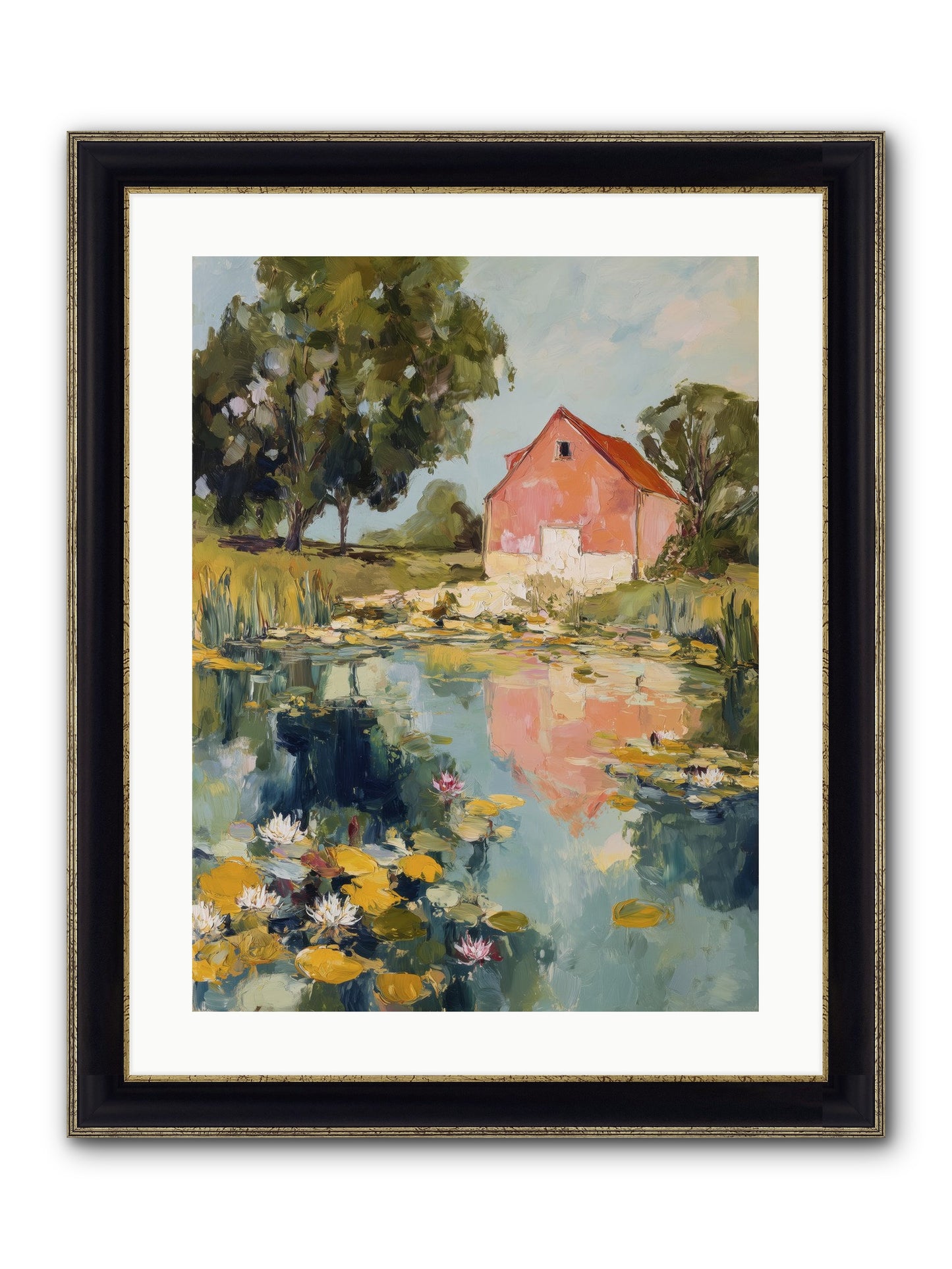 Reflecting In Still Waters Framed Print - Black & Gold 18x24