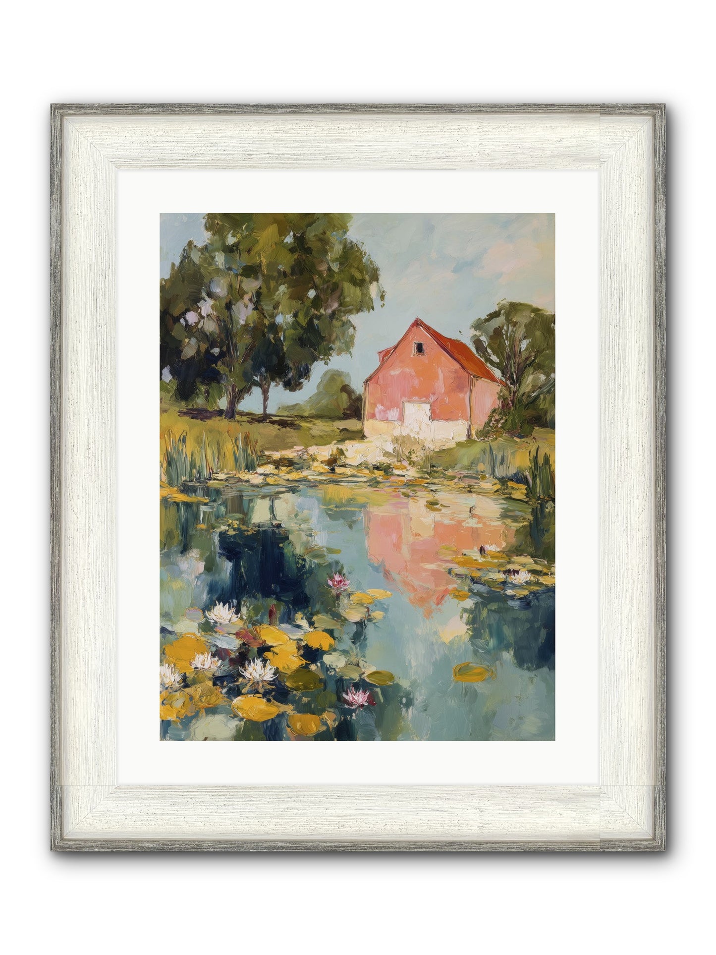 Reflecting In Still Waters Framed Print - Driftwood White 18x24