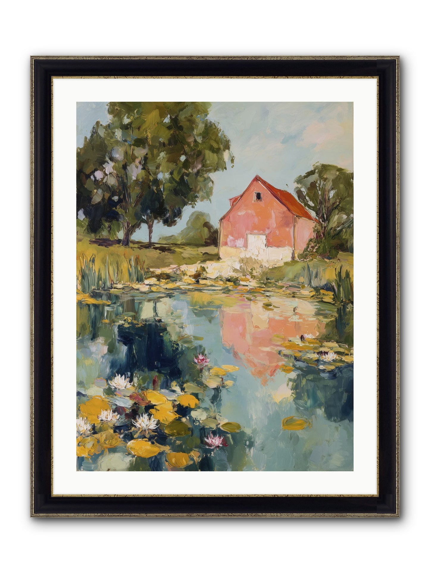 Reflecting In Still Waters Framed Print - Black & Gold 24x32