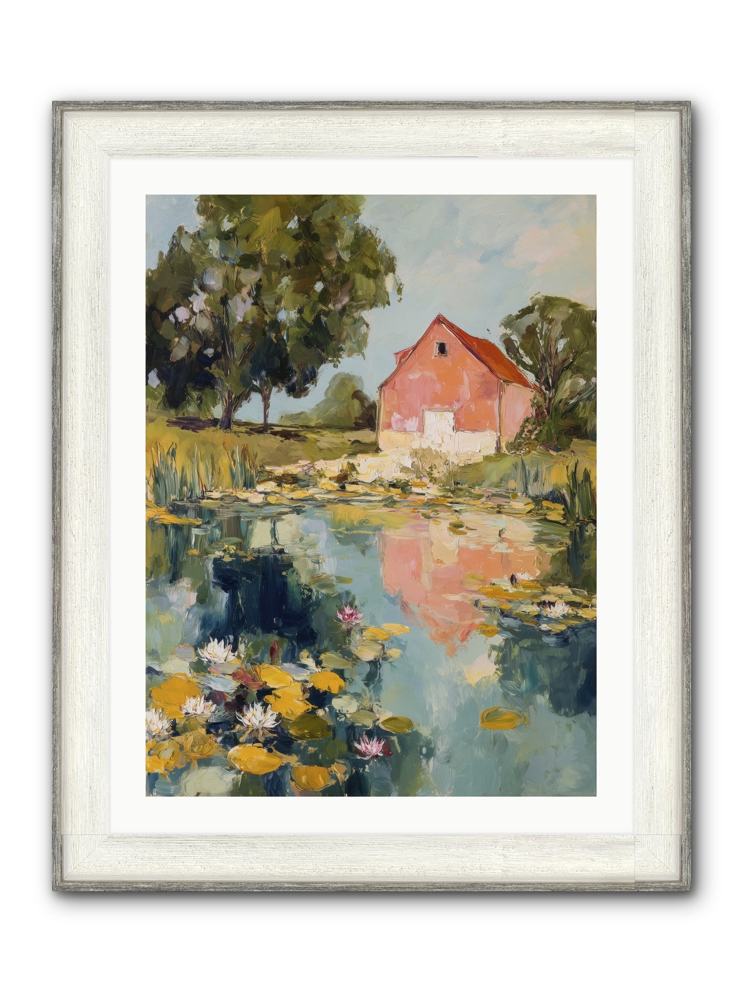 Reflecting In Still Waters Framed Print - Driftwood White 24x32