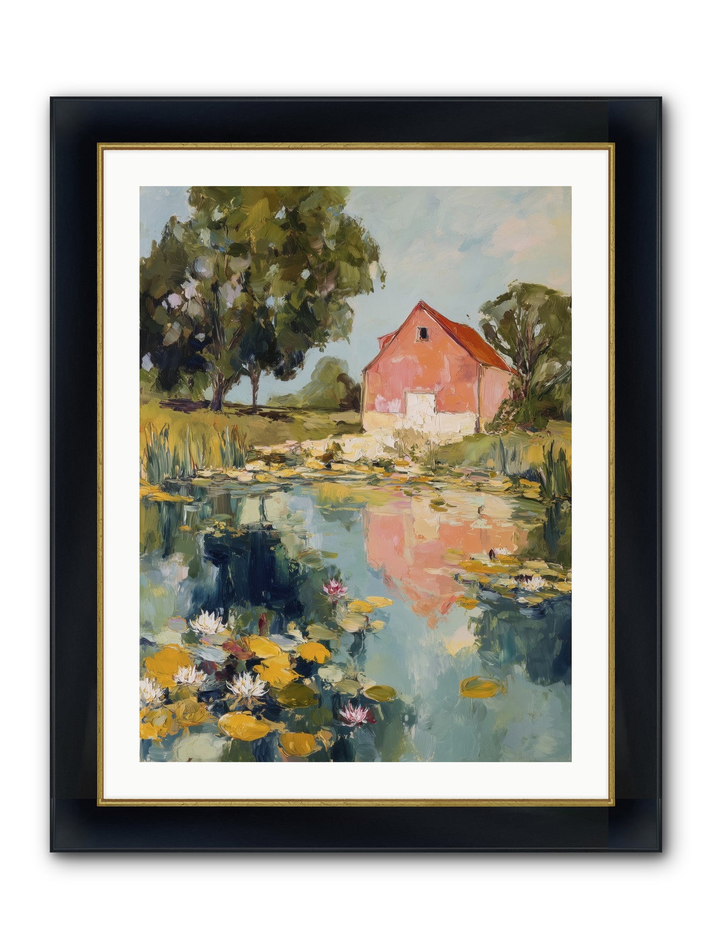 Reflecting In Still Waters Framed Print - Wide Black w/Gold 24x32