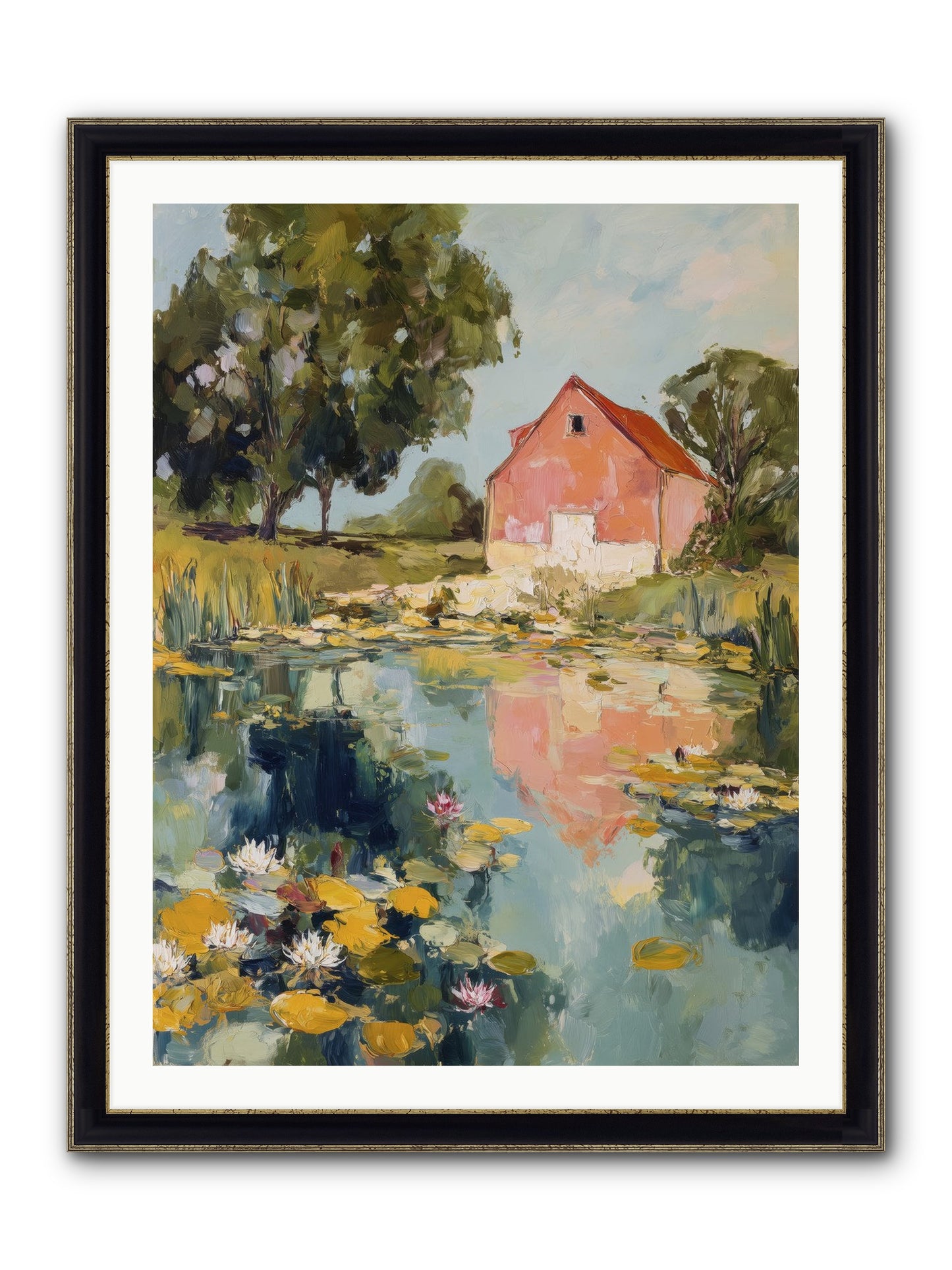 Reflecting In Still Waters Framed Print - Black & Gold 30x40