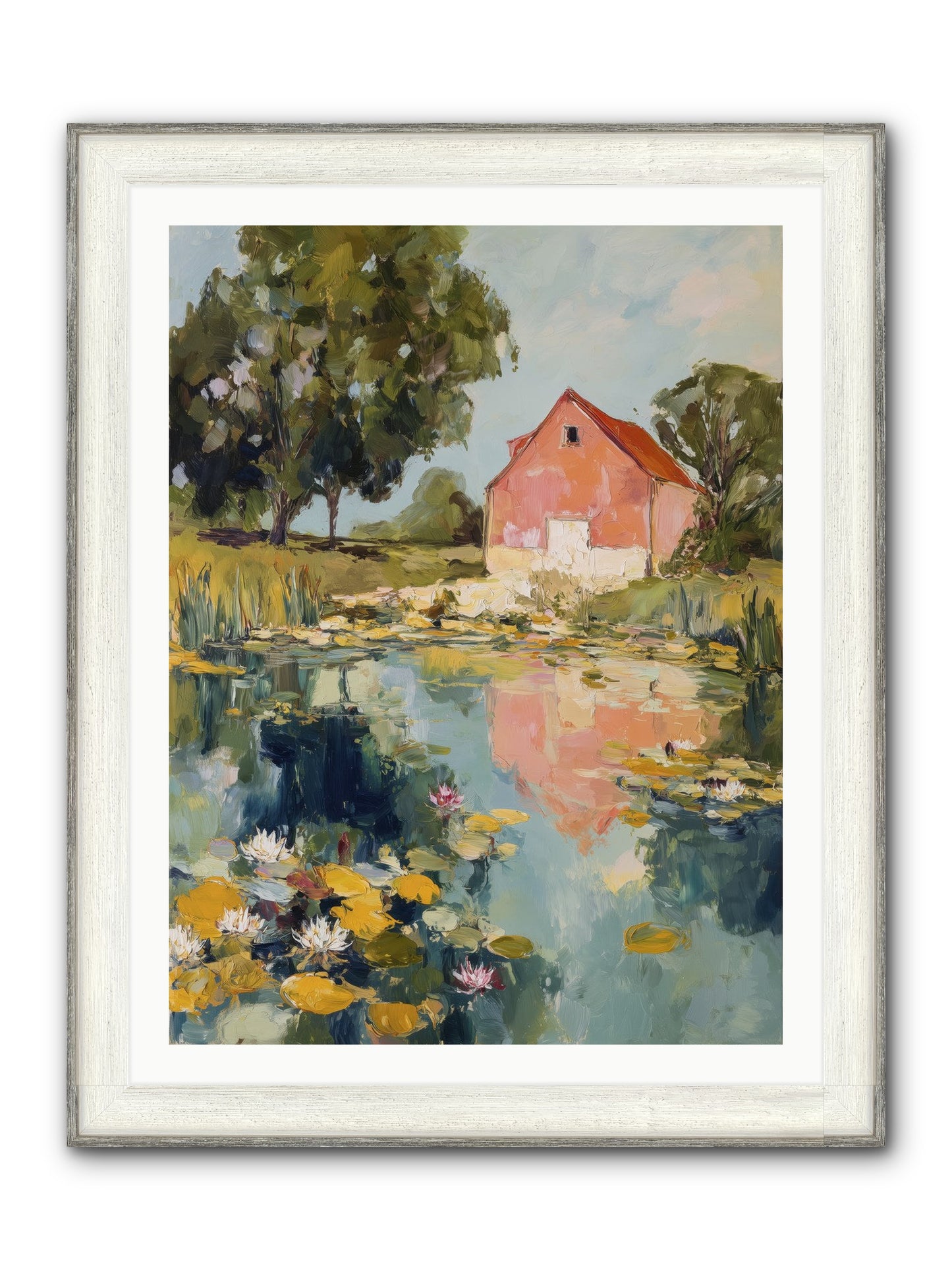 Reflecting In Still Waters Framed Print - Driftwood White 30x40
