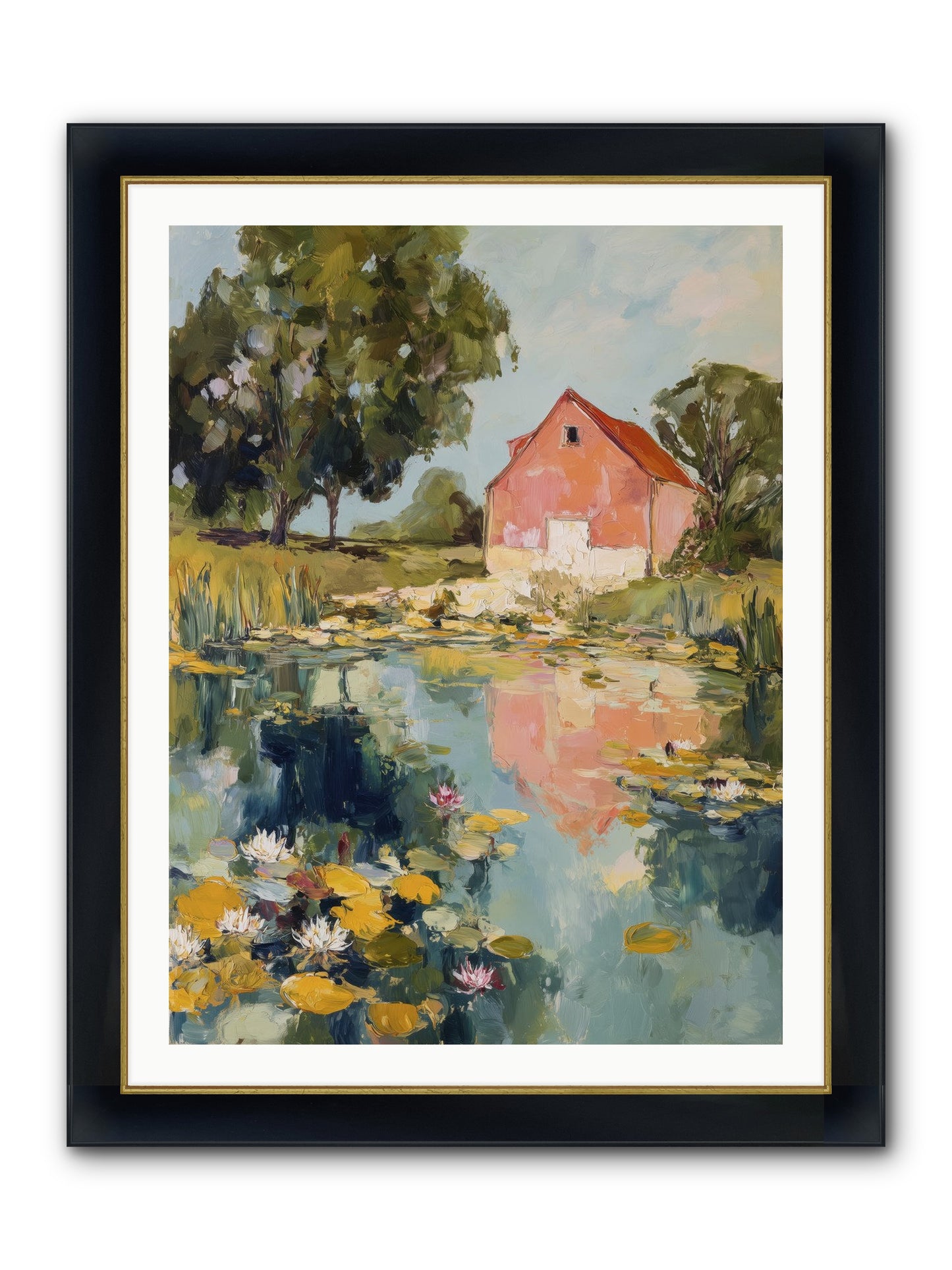 Reflecting In Still Waters Framed Print - Wide Black w/Gold 30x40