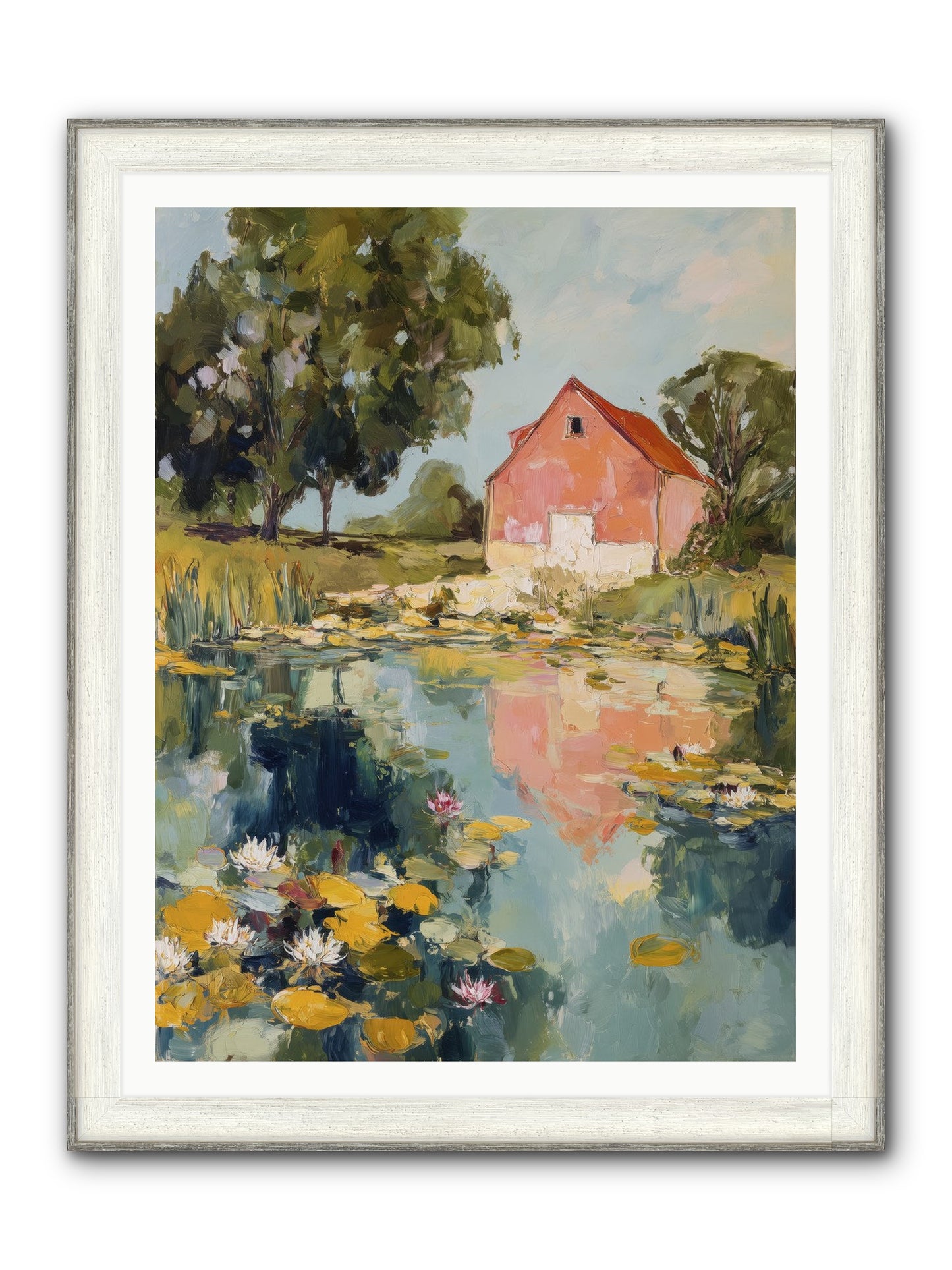 Reflecting In Still Waters Framed Print - Driftwood White 36x48