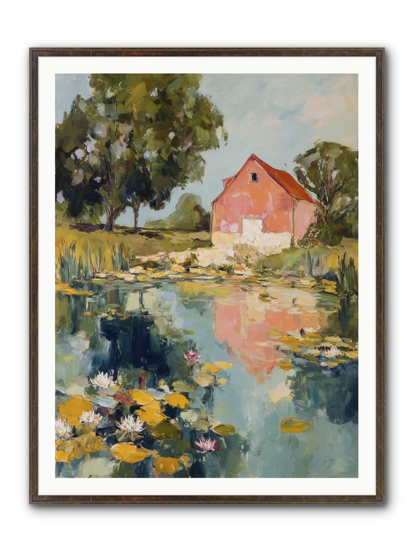 Reflecting In Still Waters Framed Print - Slimwoods Black/Gold 36x48