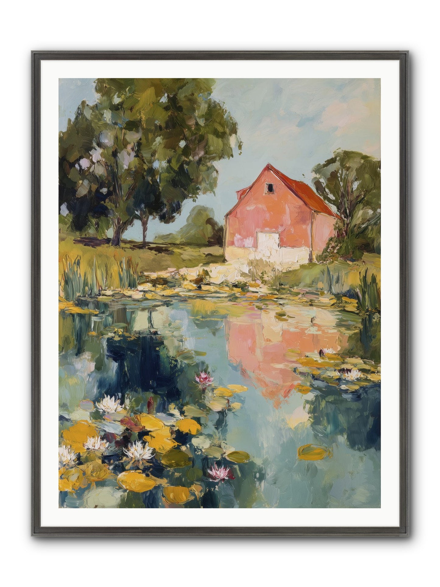 Reflecting In Still Waters Framed Print - Slimwoods Black/Silver 36x48