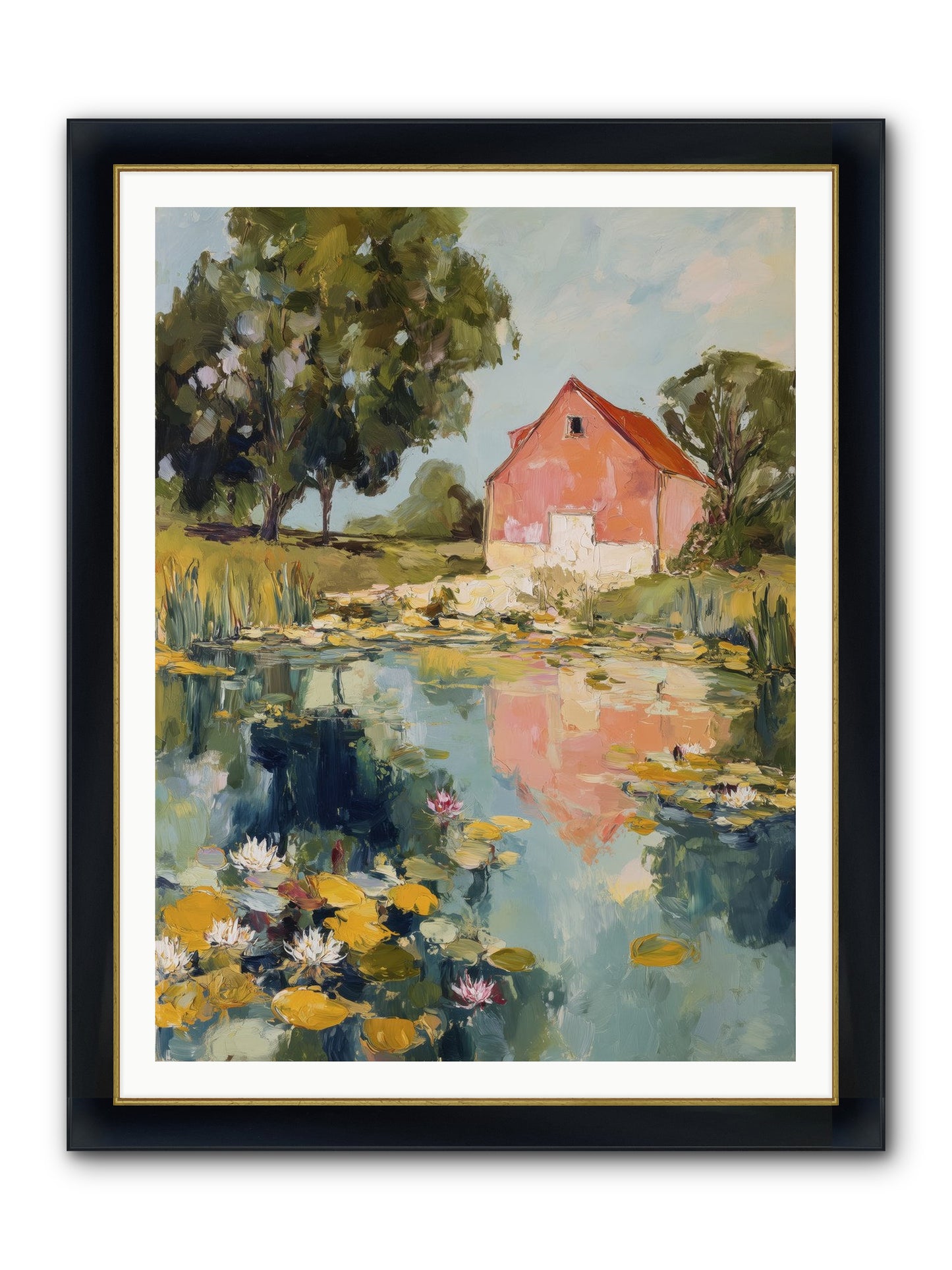 Reflecting In Still Waters Framed Print - Wide Black w/Gold 36x48
