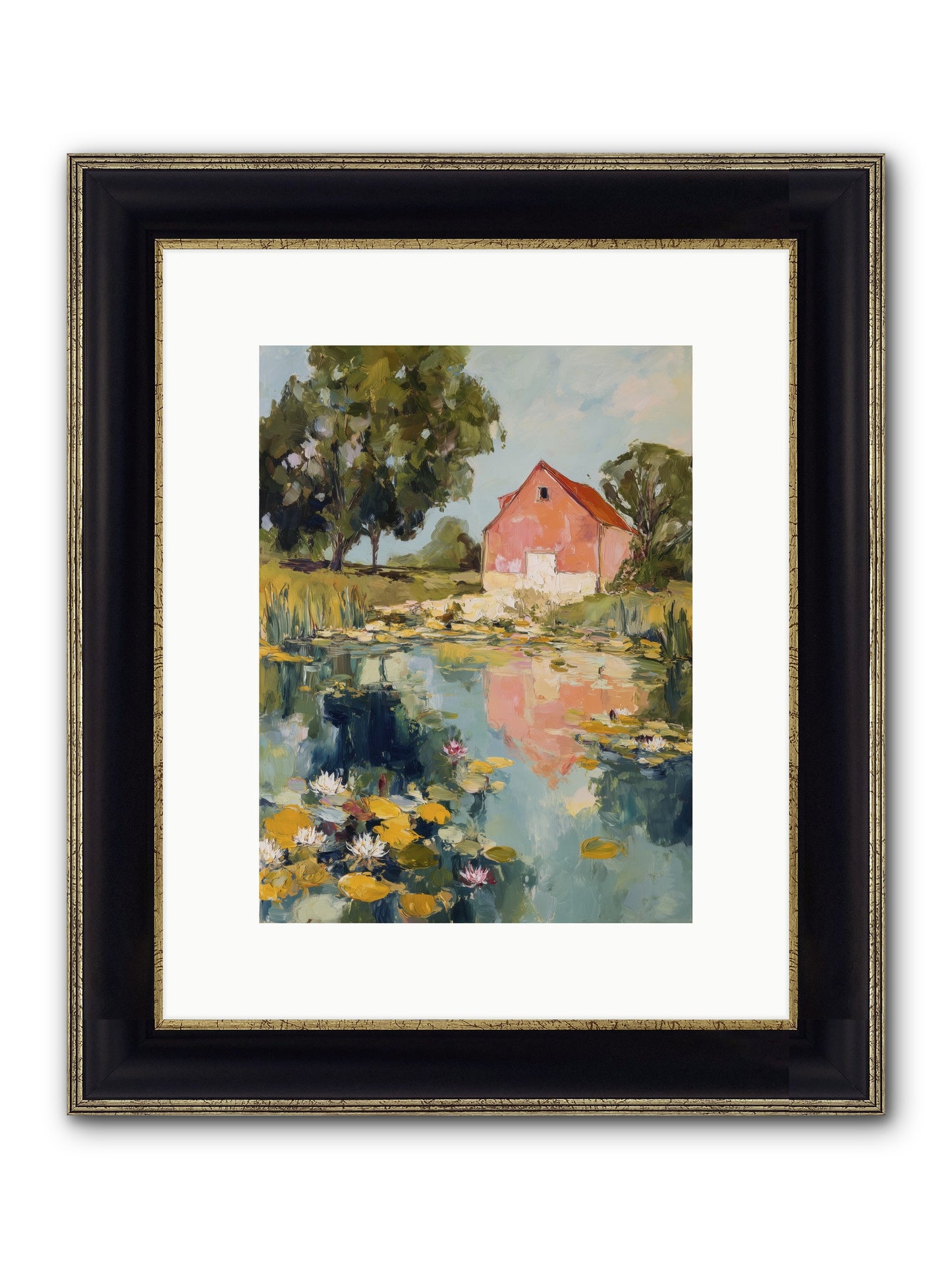Reflecting In Still Waters Framed Print - Black & Gold 9x12