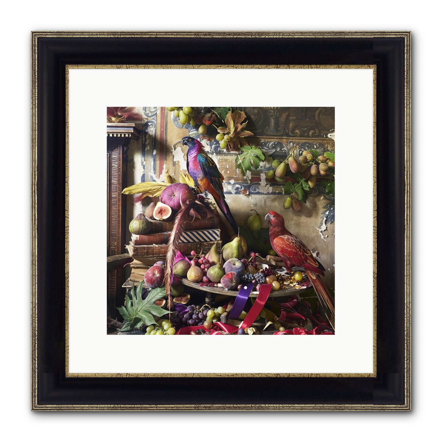 Remnant Roosts Of Paradise Framed Print - Black & Gold 12x12