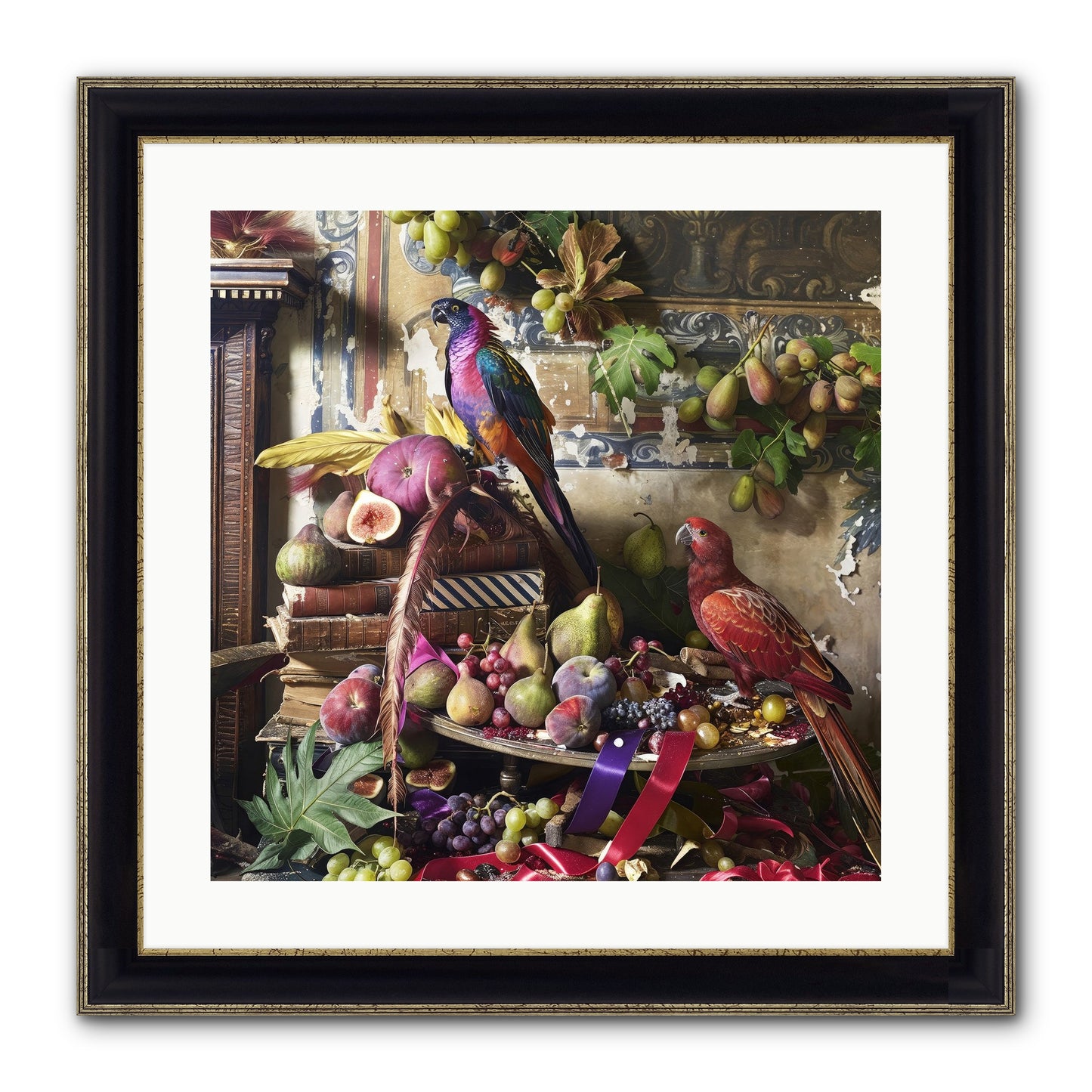 Remnant Roosts Of Paradise Framed Print - Black & Gold 20x20