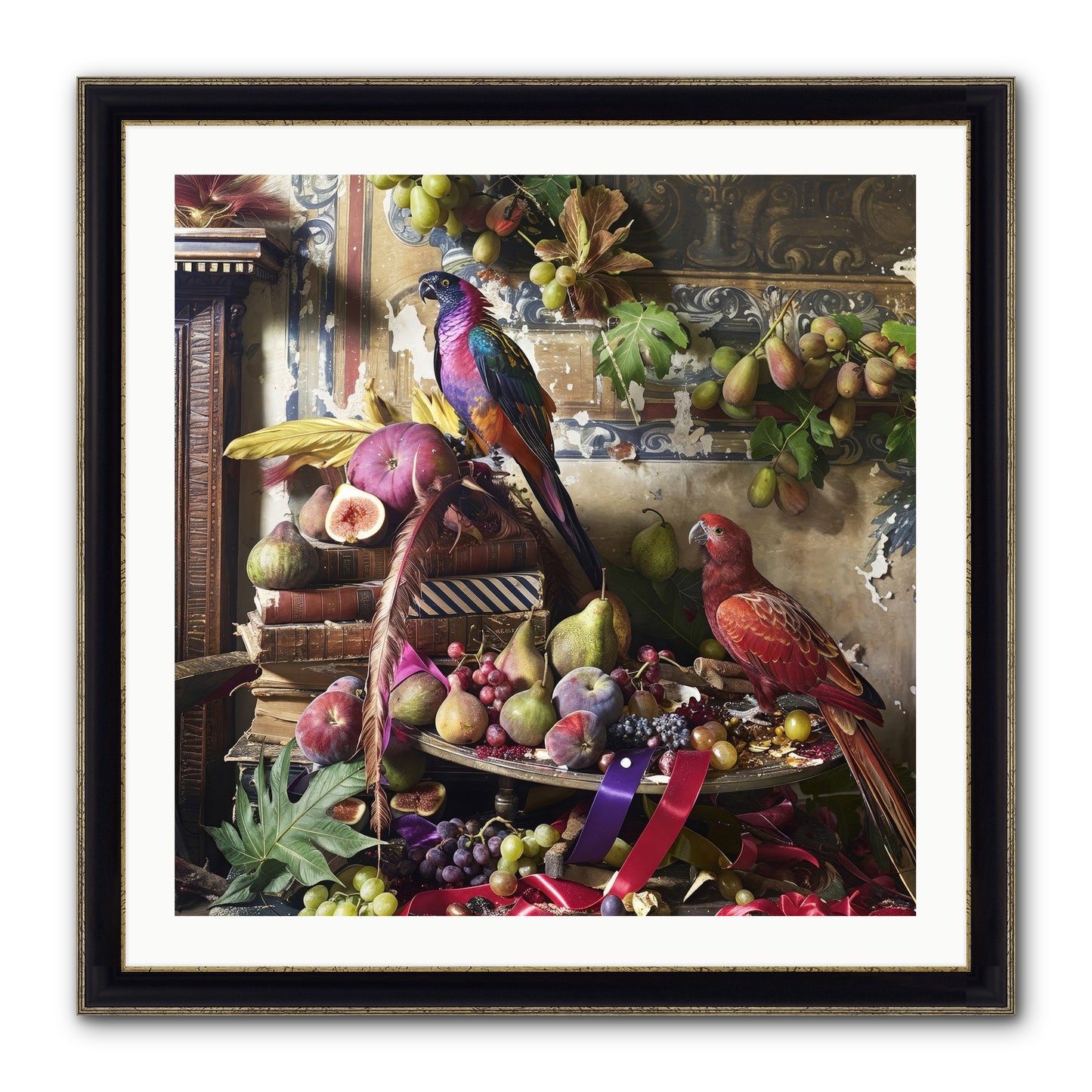 Remnant Roosts Of Paradise Framed Print - Black & Gold 30x30