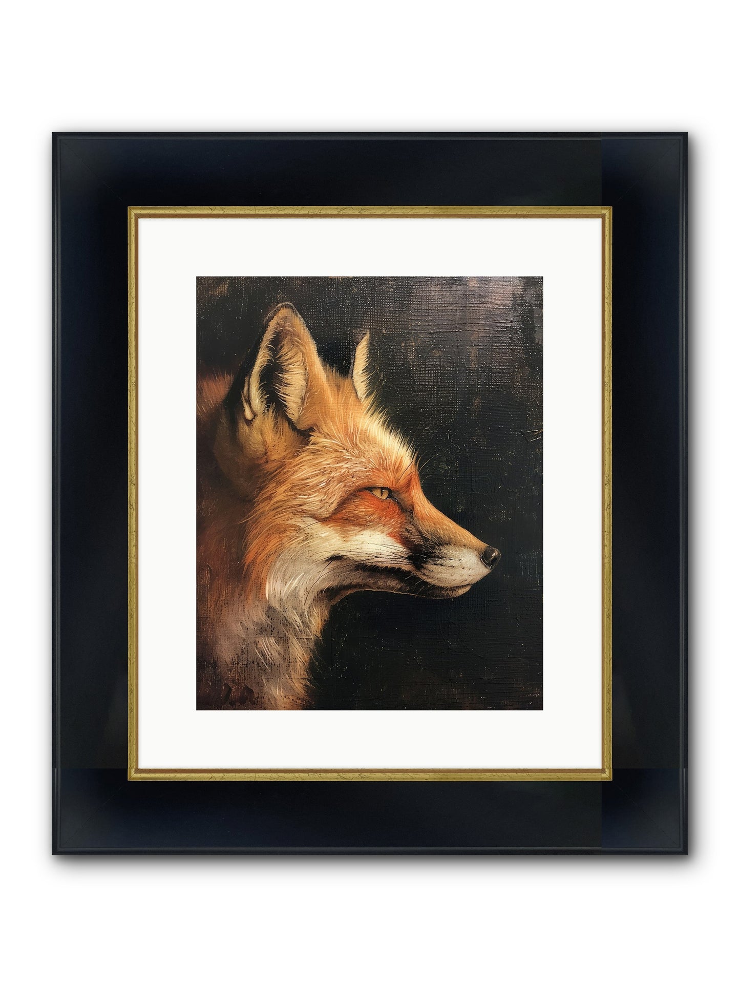 Renard Roux Framed Print - Wide Black w/Gold 12x15