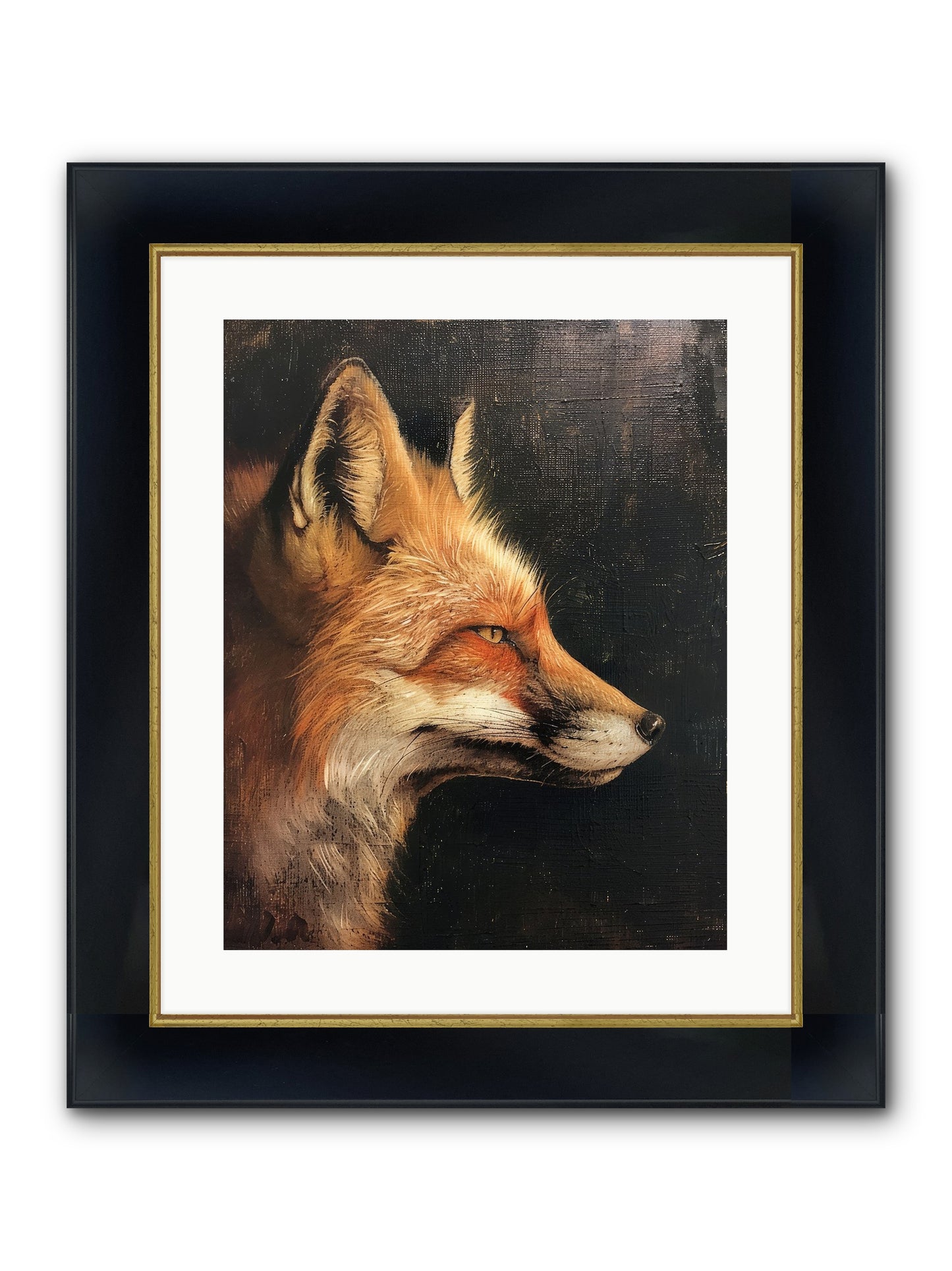 Renard Roux Framed Print - Wide Black w/Gold 16x20