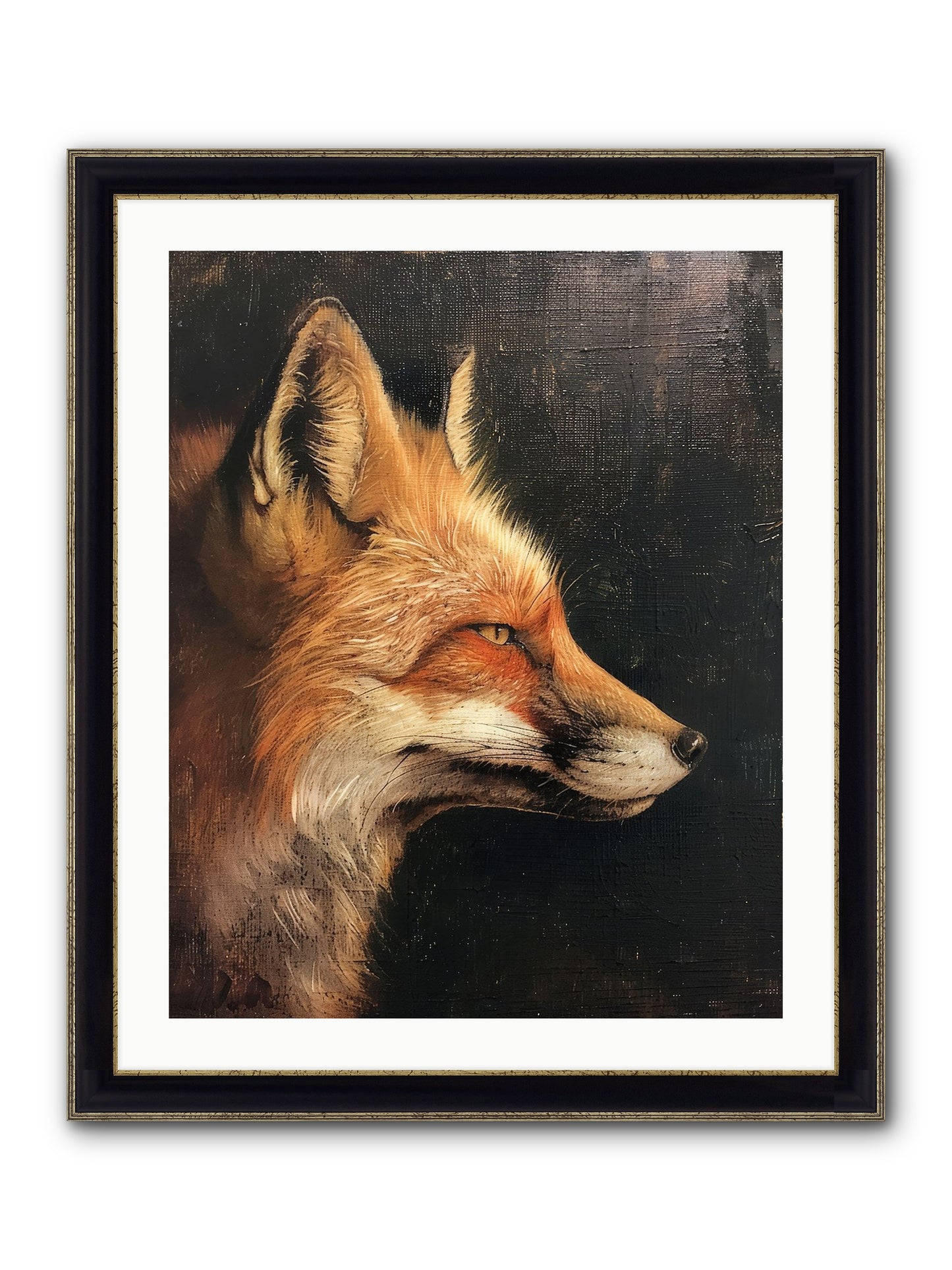 Renard Roux Framed Print - Black & Gold 24x30
