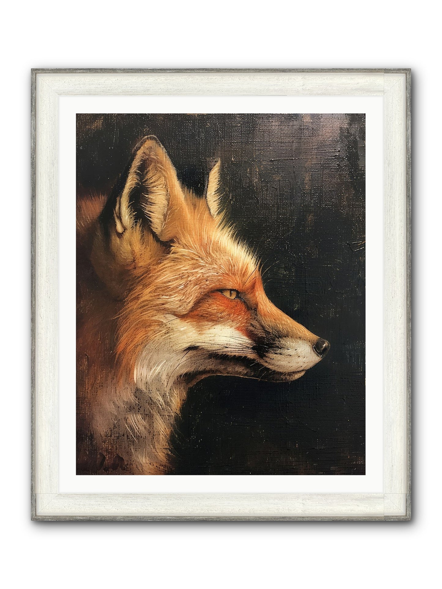 Renard Roux Framed Print - Driftwood White 32x40