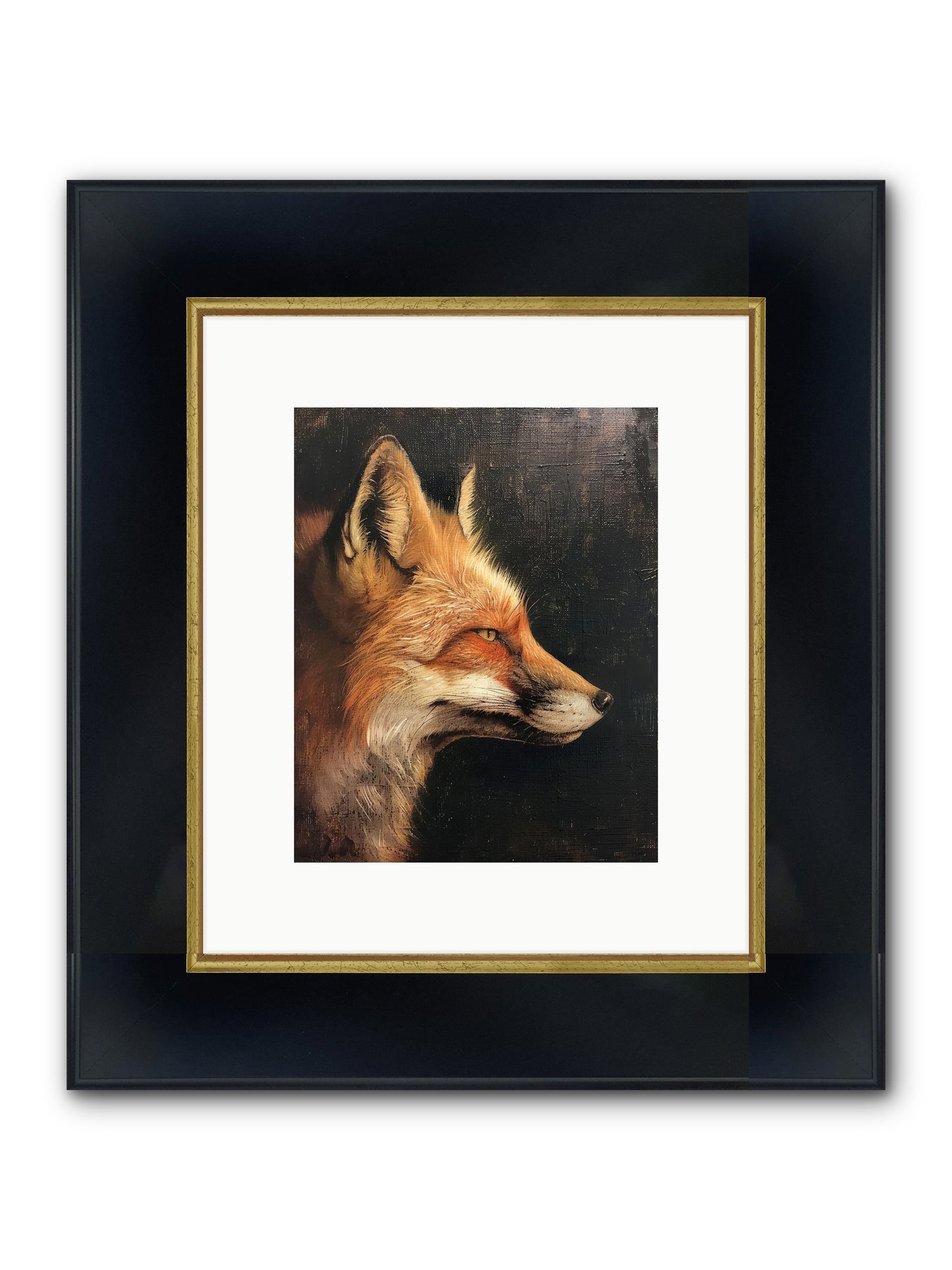 Renard Roux Framed Print - Wide Black w/Gold 8x10