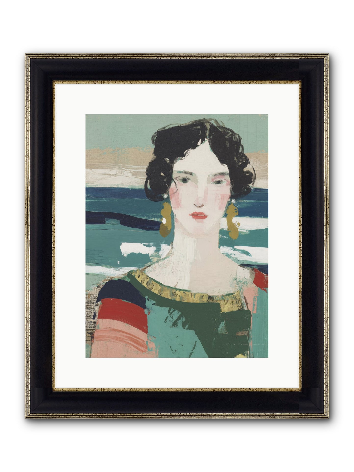 Restless Waves Framed Print - Black & Gold 12x16