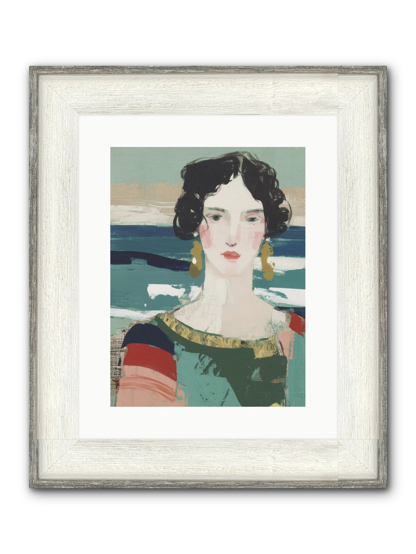 Restless Waves Framed Print - Driftwood White 12x16