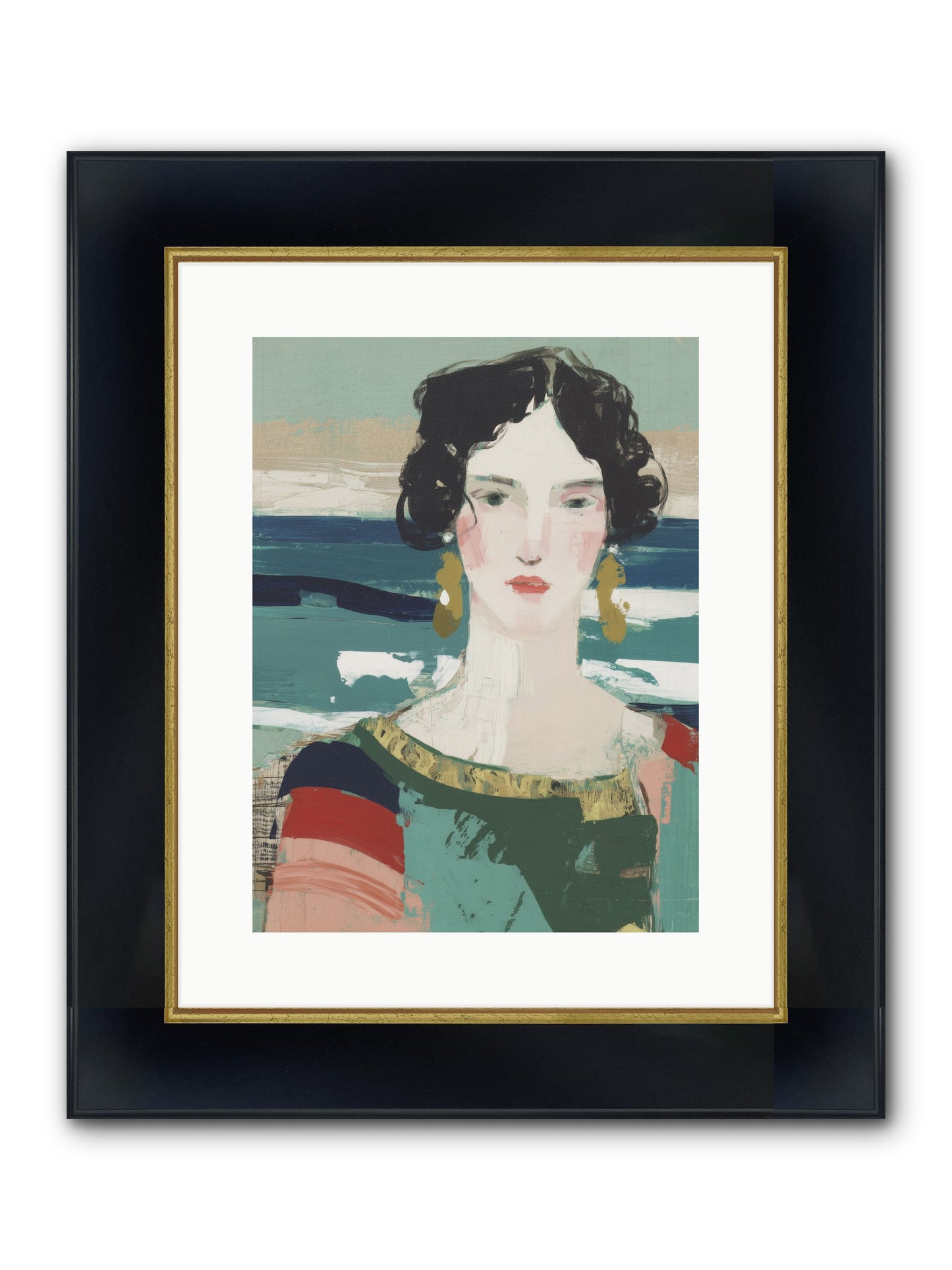 Restless Waves Framed Print - Wide Black w/Gold 12x16