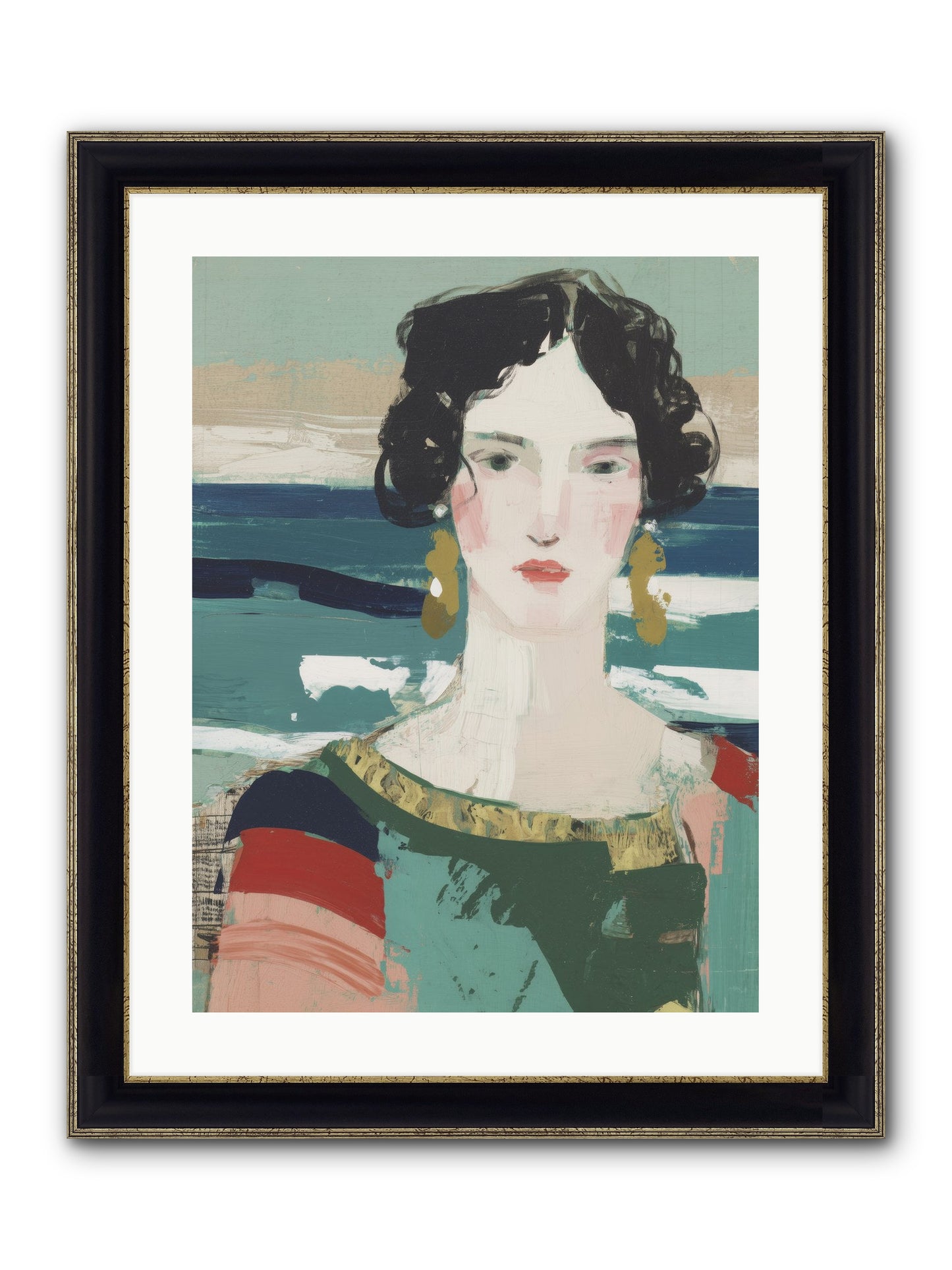 Restless Waves Framed Print - Black & Gold 18x24