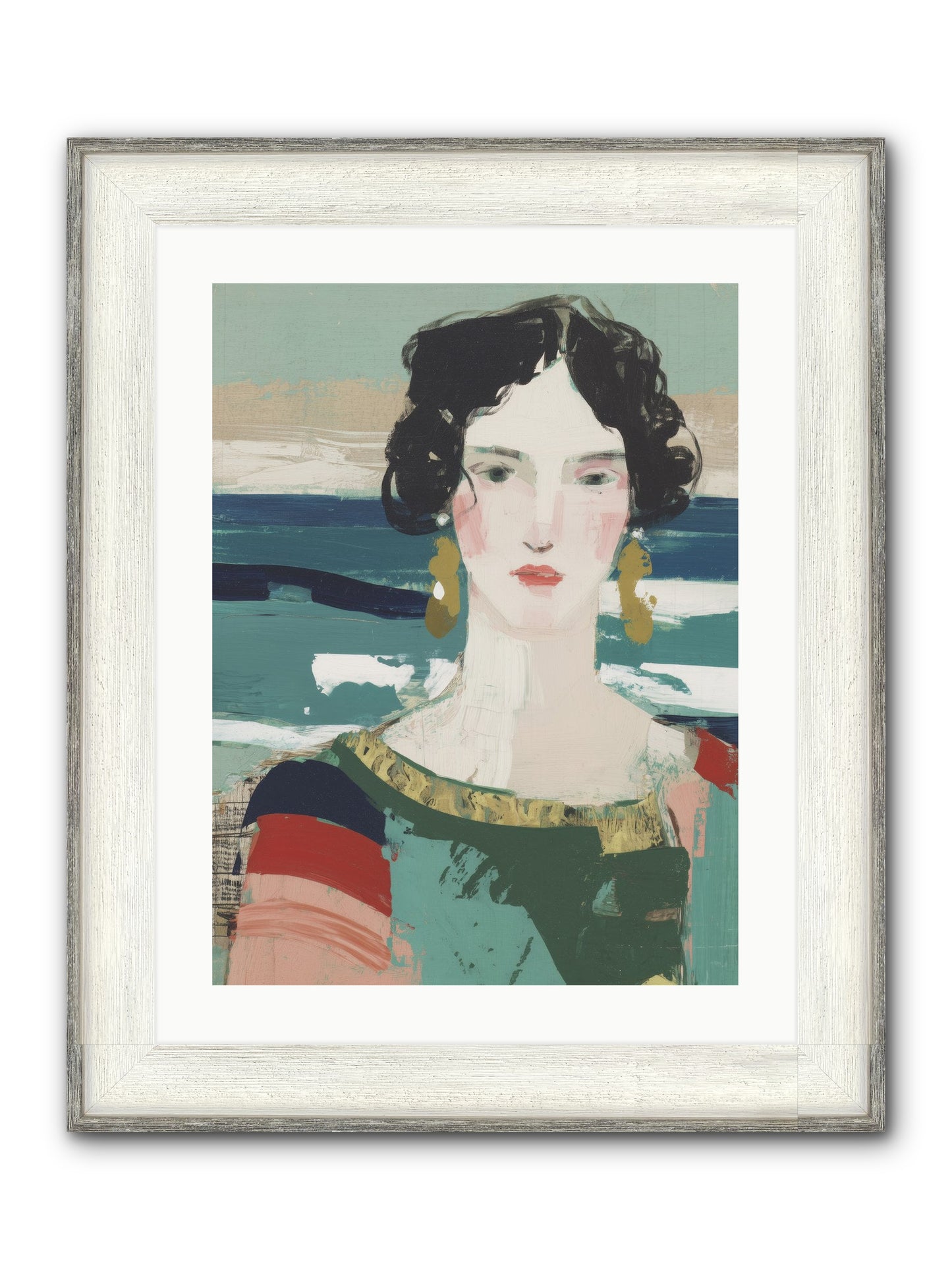 Restless Waves Framed Print - Driftwood White 18x24