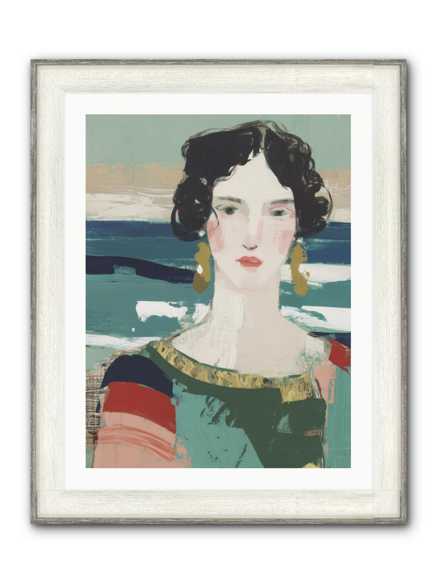 Restless Waves Framed Print - Driftwood White 24x32